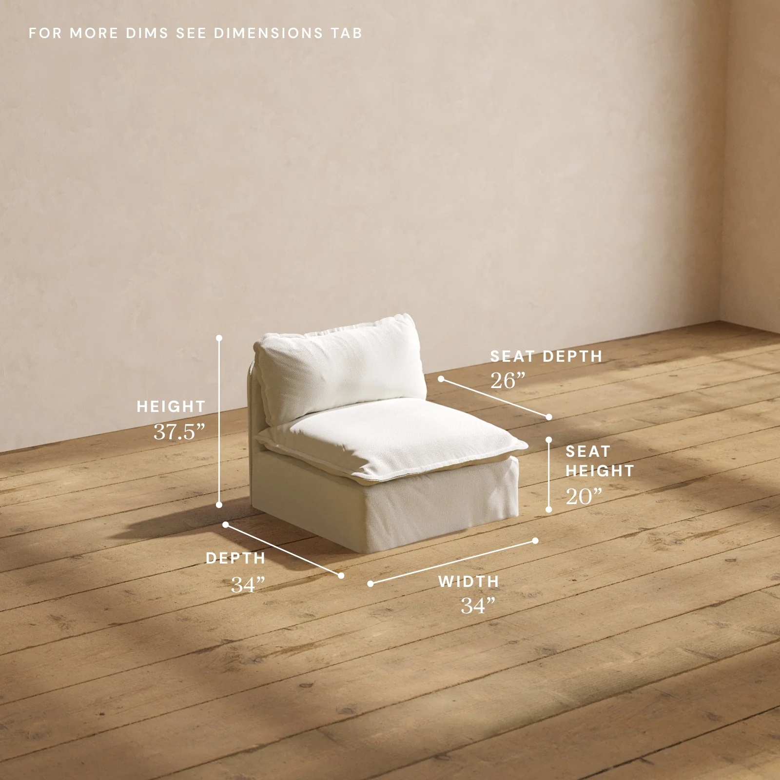 Modular Washable Armless Chair in Eggshell | Memorix+ Seat | Contour Pillow - Image 5