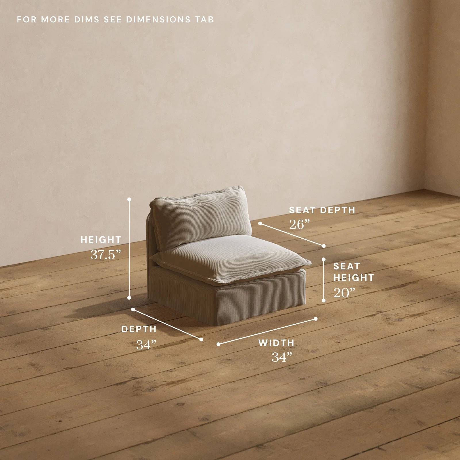 Modular Washable Armless Chair in Milk | Memorix+ Seat | Contour Pillow - Image 5