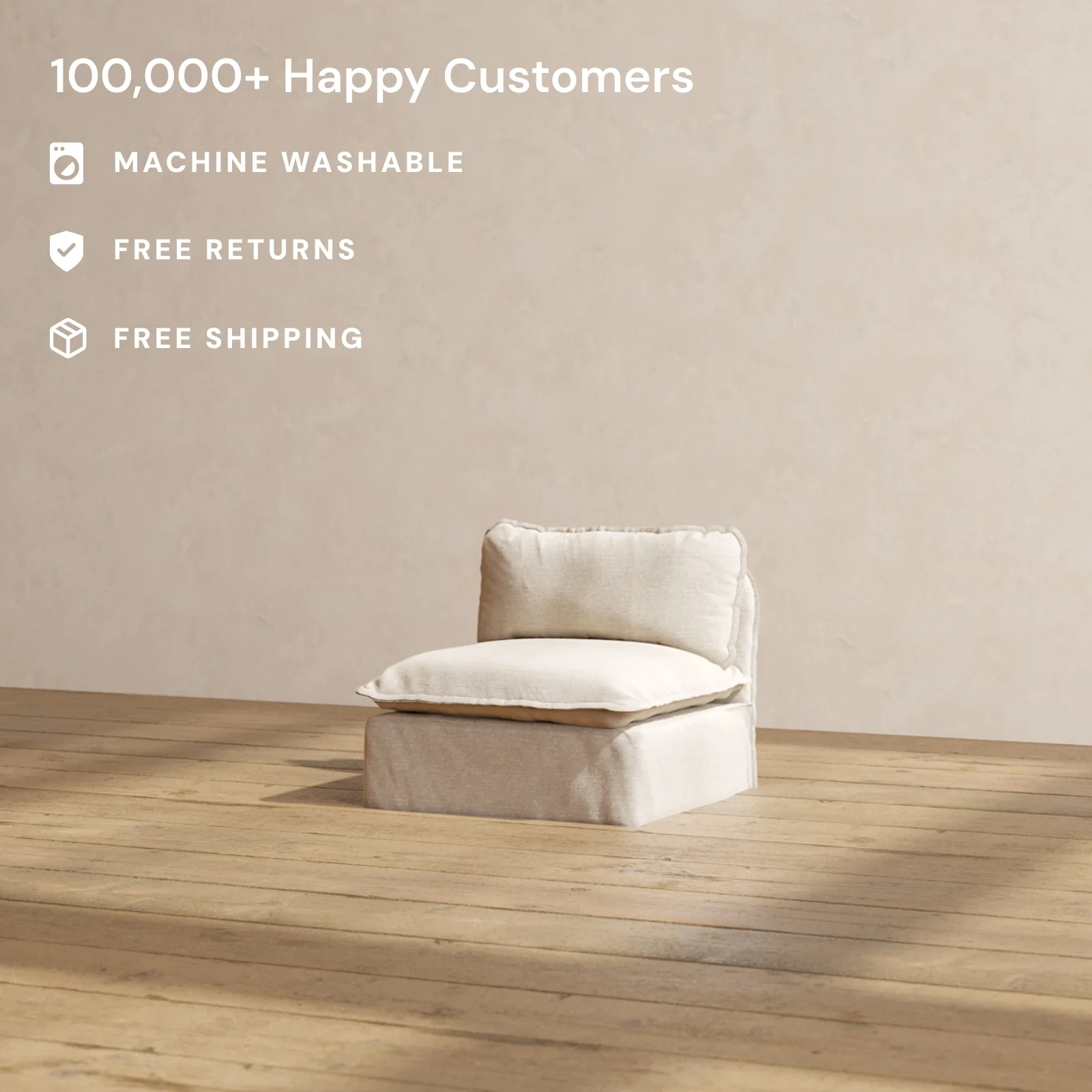 Modular Washable Armless Chair in Oat | Memorix+ Seat | Contour Pillow - Image 2