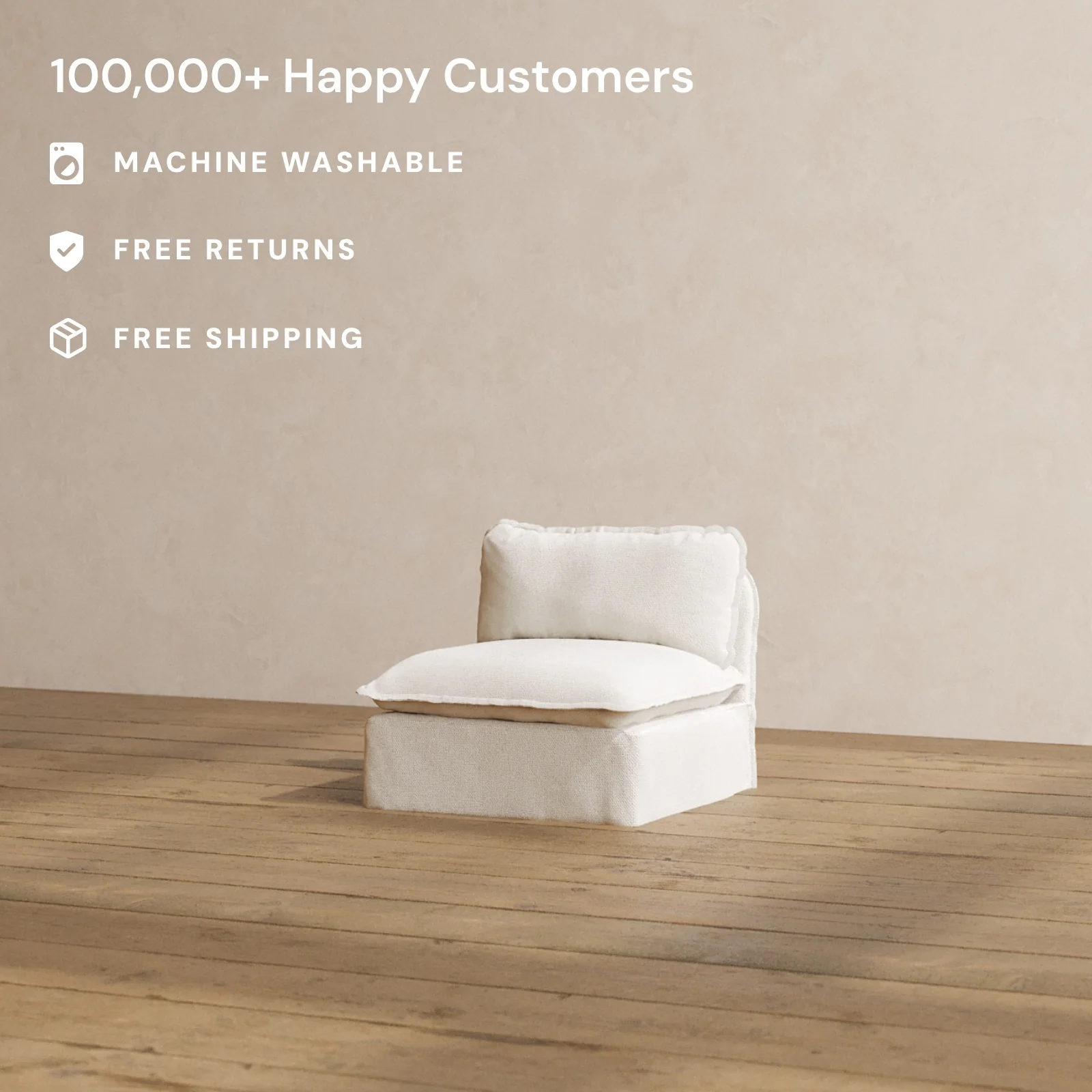 Modular Washable Armless Chair in Powder | Memorix+ Seat | Contour Pillow - Image 2