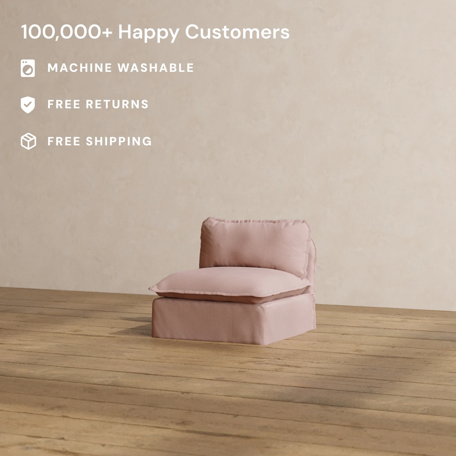 Modular Washable Armless Chair in Sakura | Memorix+ Seat | Contour Pillow - Image 2