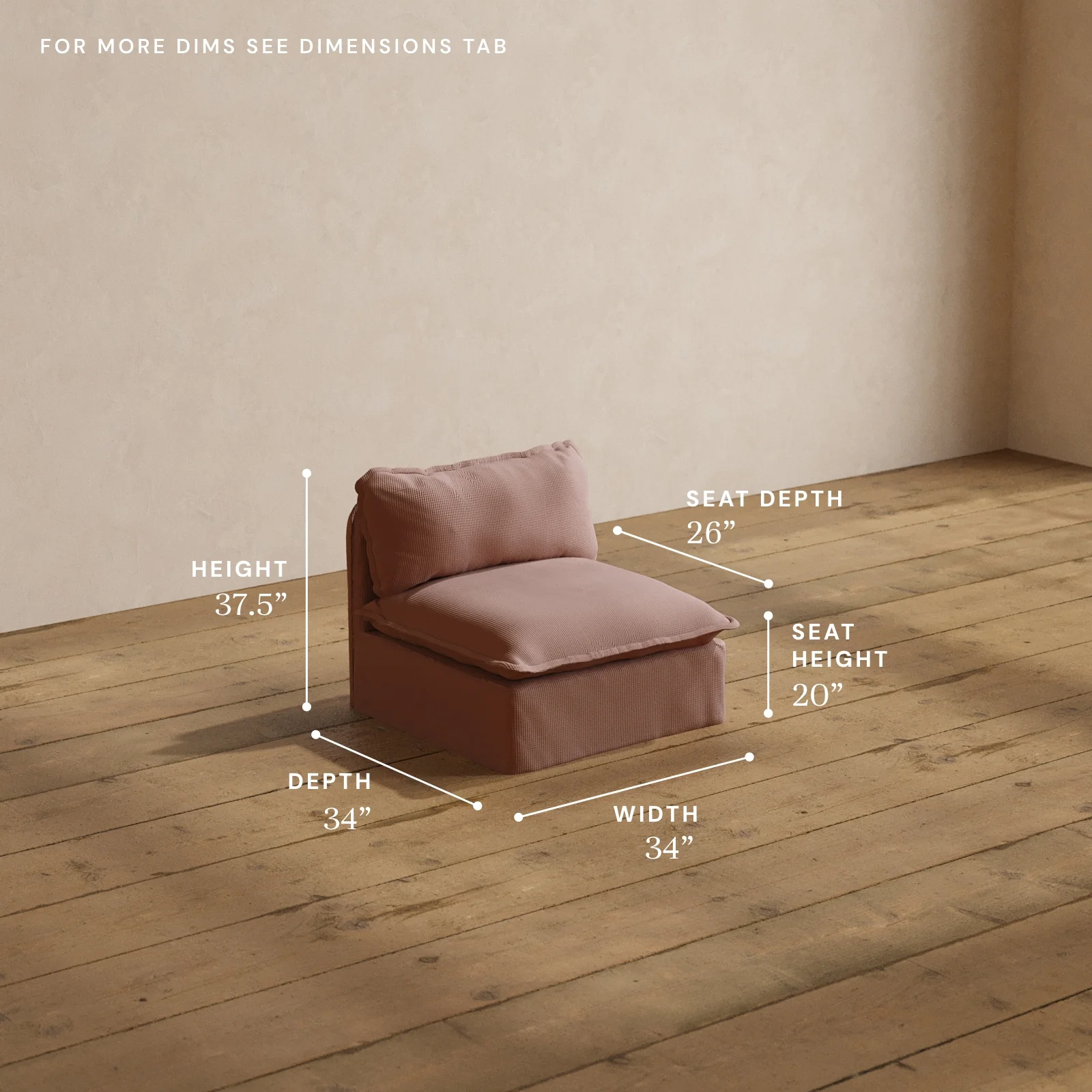 Modular Washable Armless Chair in Sakura | Memorix+ Seat | Contour Pillow - Image 5