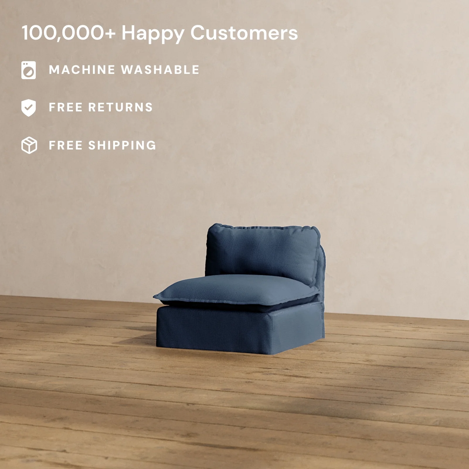 Modular Washable Armless Chair in Sumi | Memorix+ Seat | Contour Pillow - Image 2