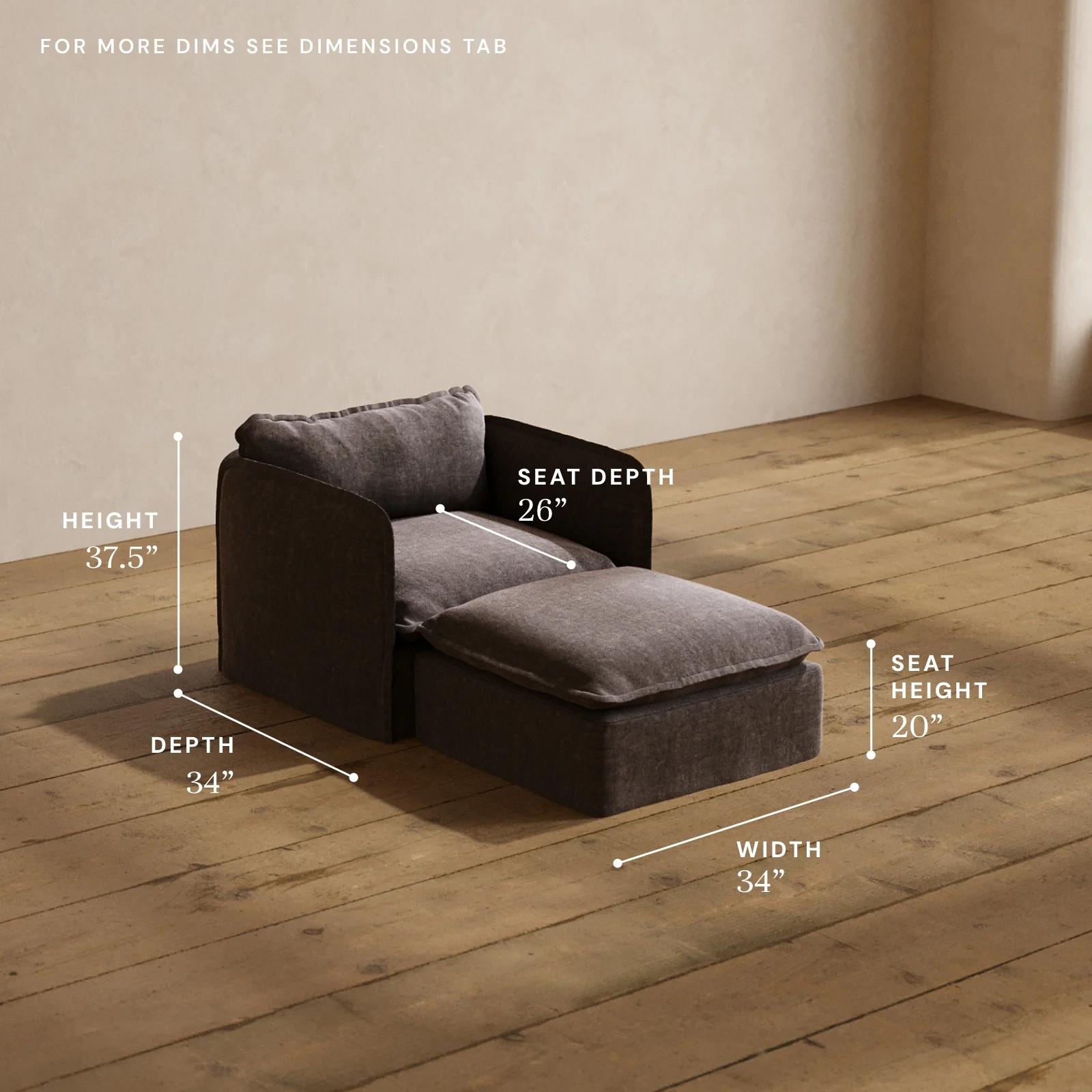 Modular Washable Chaise Armchair in Caviar | Memorix+ Seat | Contour Pillow - Image 5