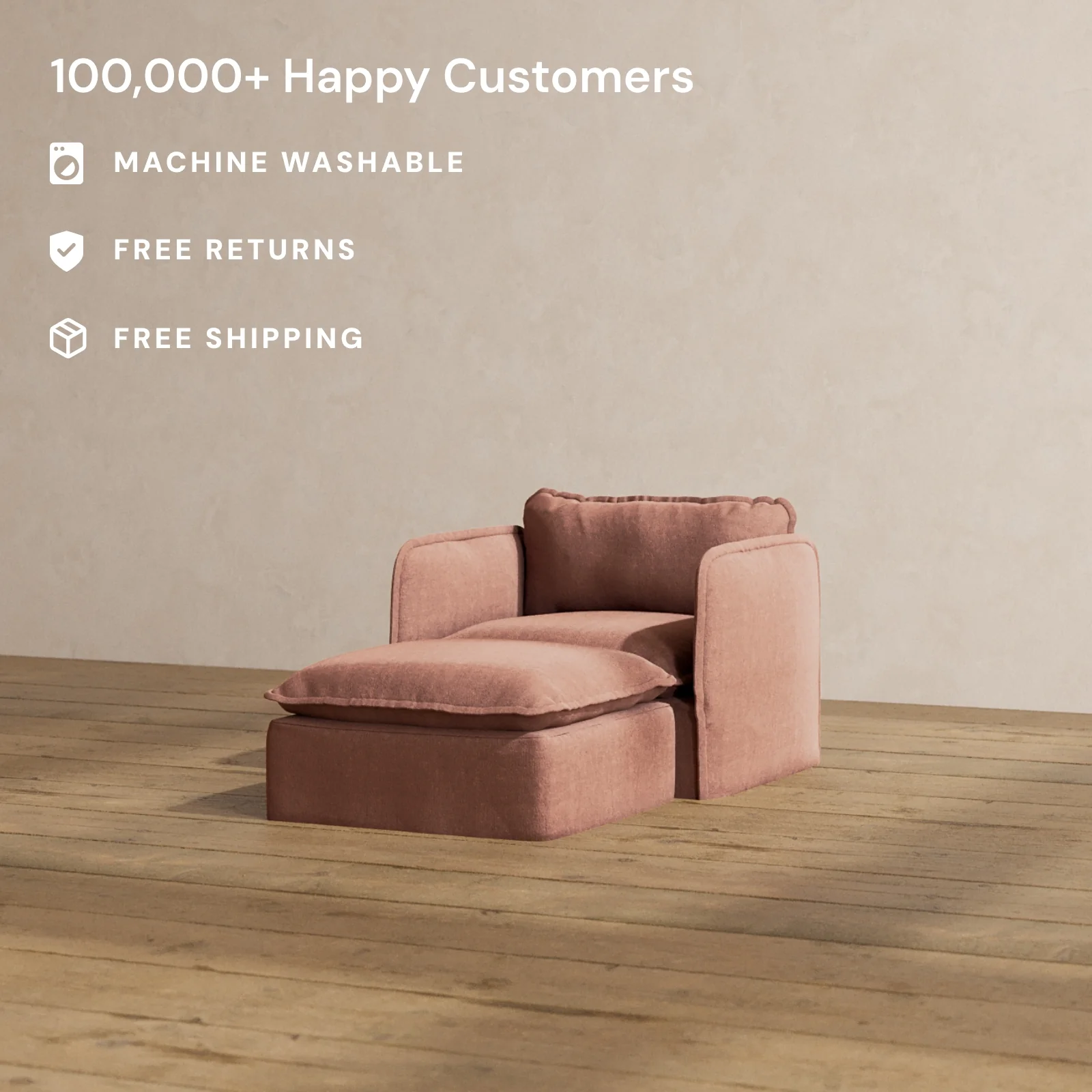 Modular Washable Chaise Armchair in Chestnut | Memorix+ Seat | Contour Pillow - Image 2