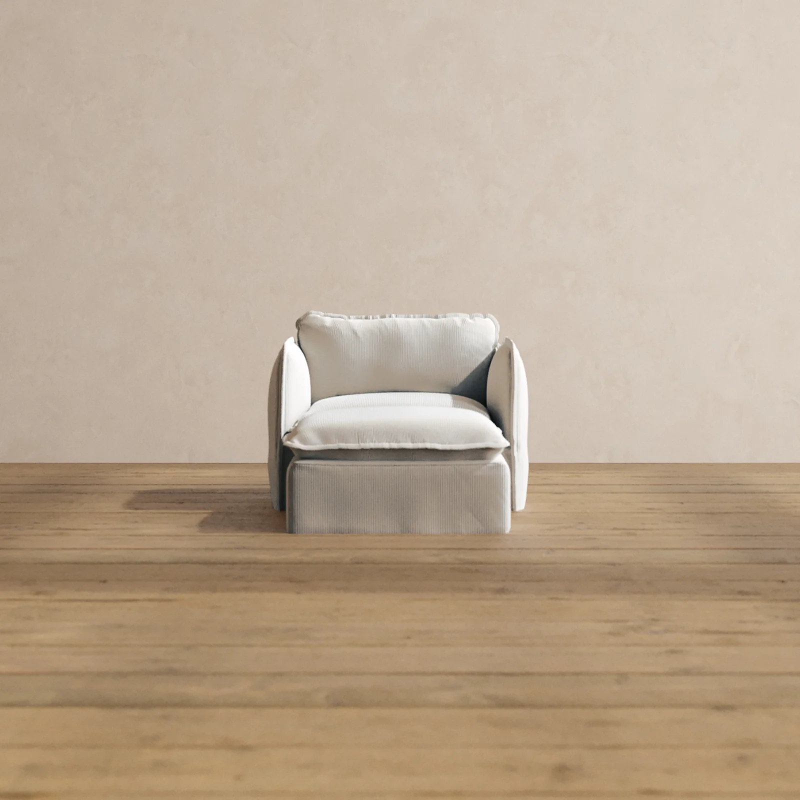 Modular Washable Chaise Armchair in Milk | Deluxe+ Seat | Cloud Pillow