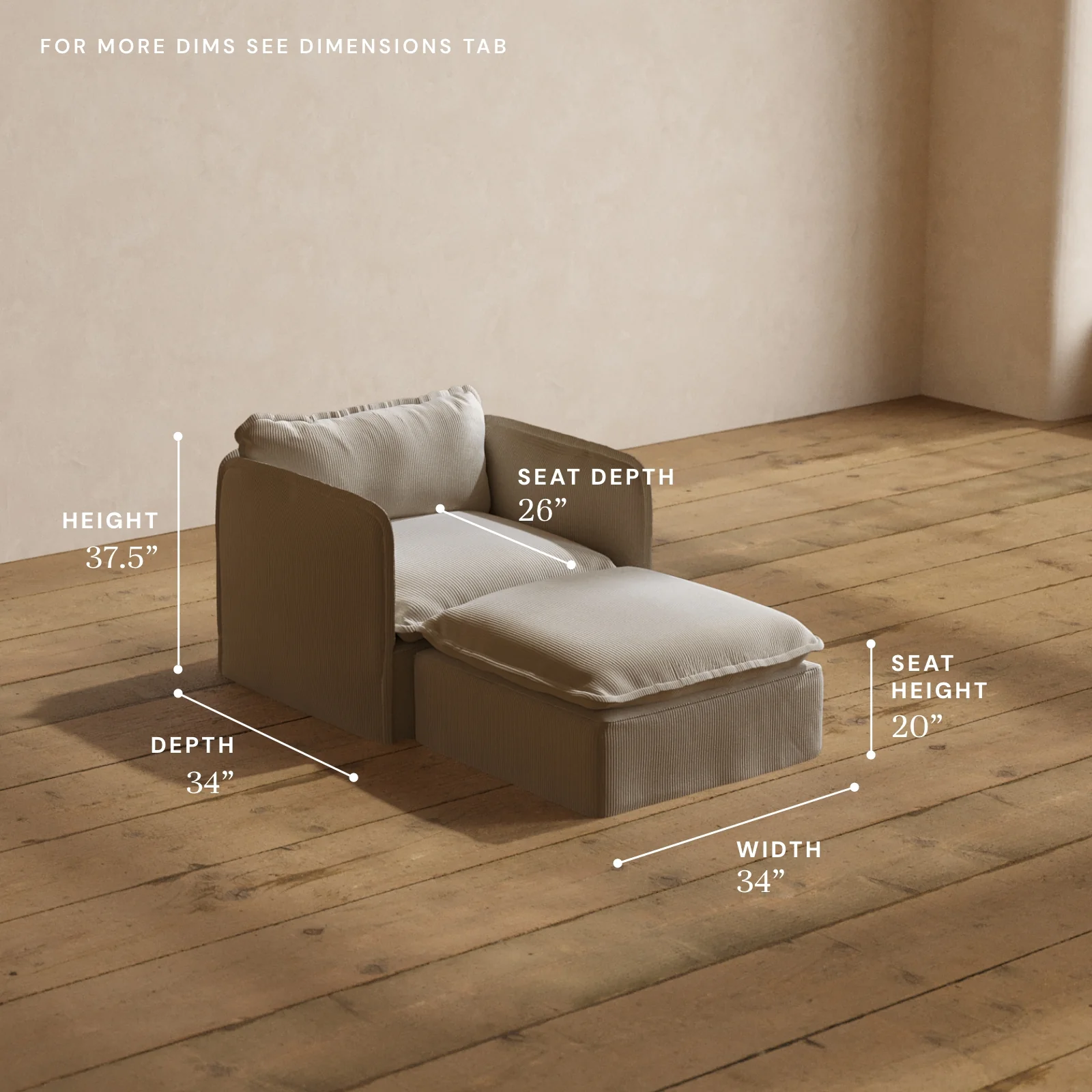 Modular Washable Chaise Armchair in Milk | Memorix+ Seat | Contour Pillow - Image 5