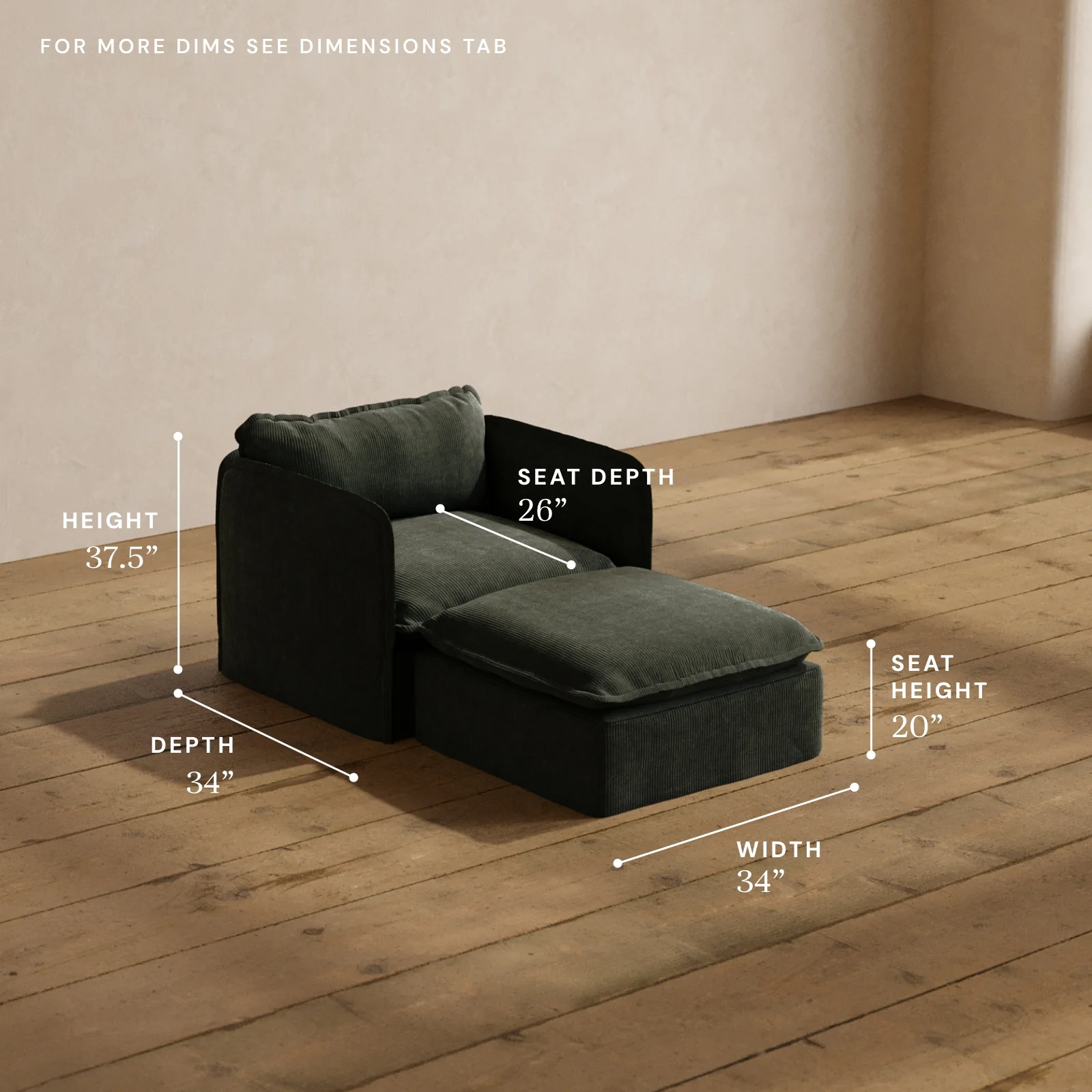 Modular Washable Chaise Armchair in Olivine | Memorix+ Seat | Contour Pillow - Image 5
