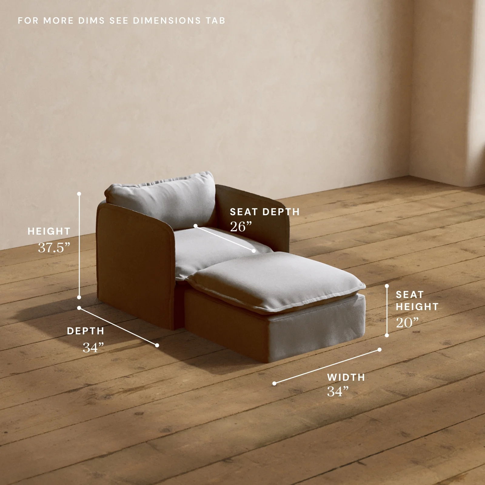 Modular Washable Chaise Armchair in Pumice | Memorix+ Seat | Contour Pillow - Image 5