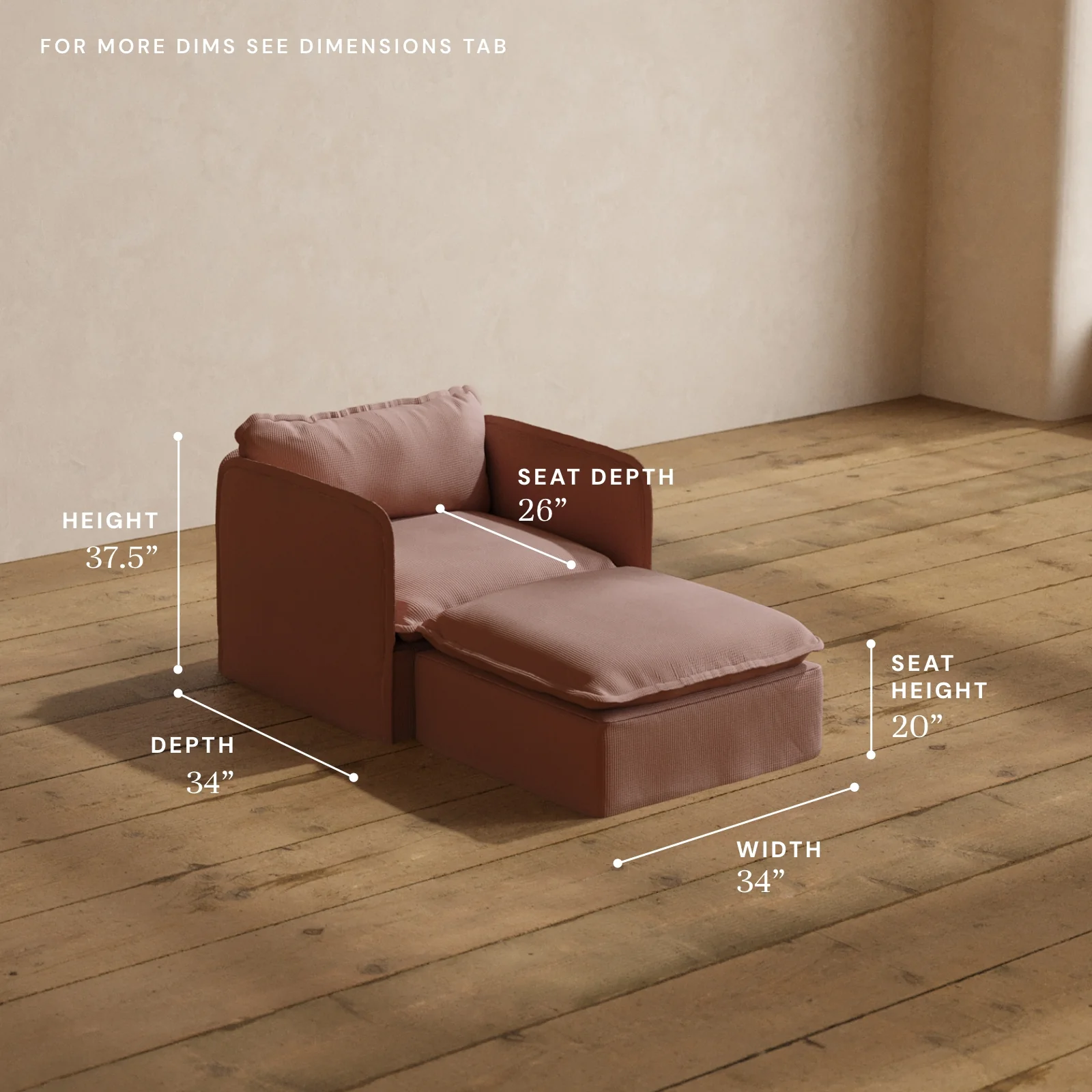Modular Washable Chaise Armchair in Sakura | Memorix+ Seat | Contour Pillow - Image 5