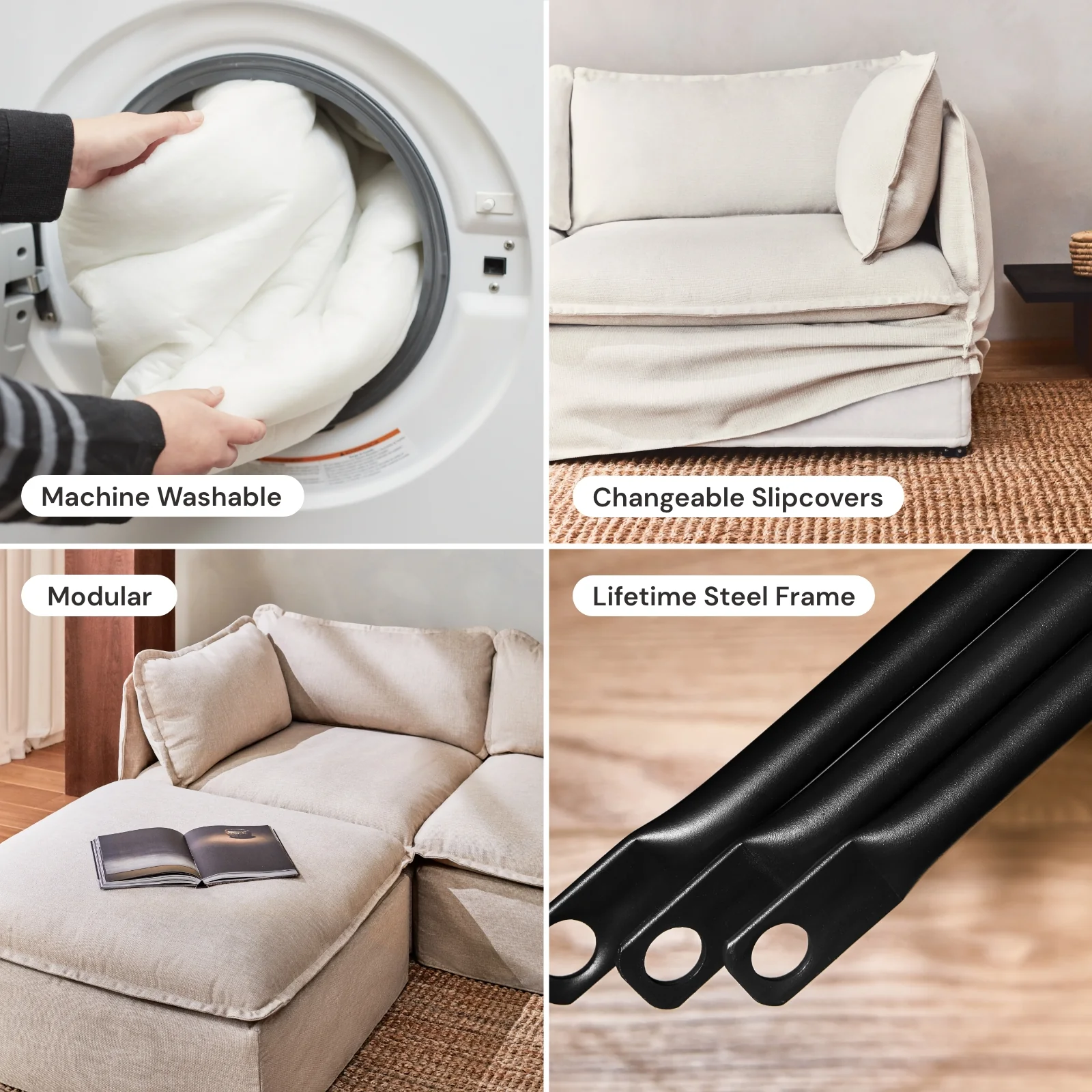 Modular Washable Chaise Armchair in Sakura | Memorix+ Seat | Contour Pillow - Image 6