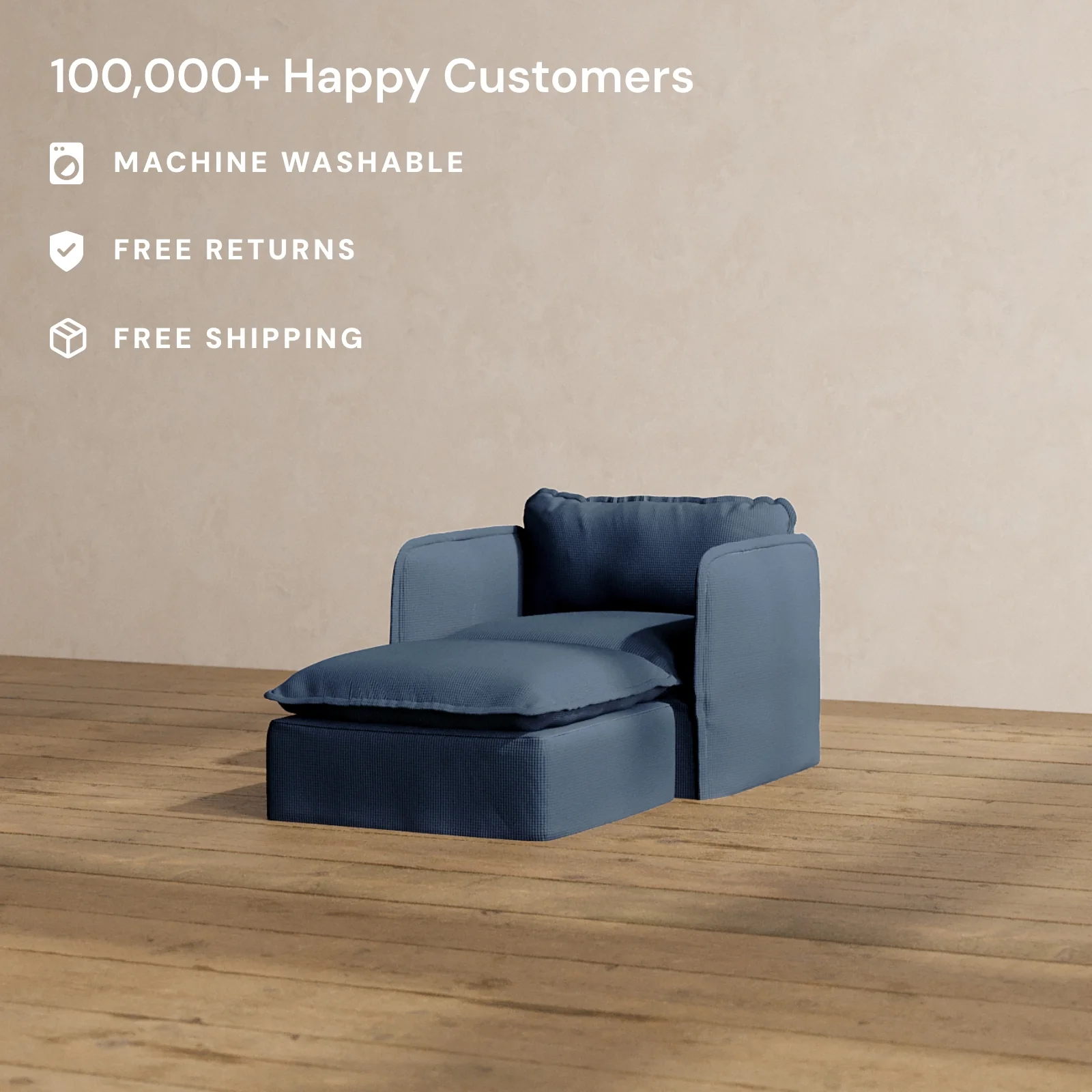 Modular Washable Chaise Armchair in Sumi | Deluxe+ Seat | Cloud Pillow - Image 2
