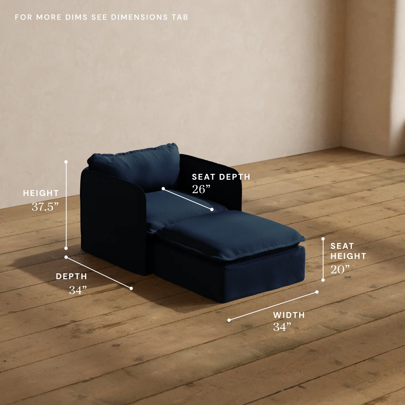 Modular Washable Chaise Armchair in Sumi | Memorix+ Seat | Contour Pillow - Image 5