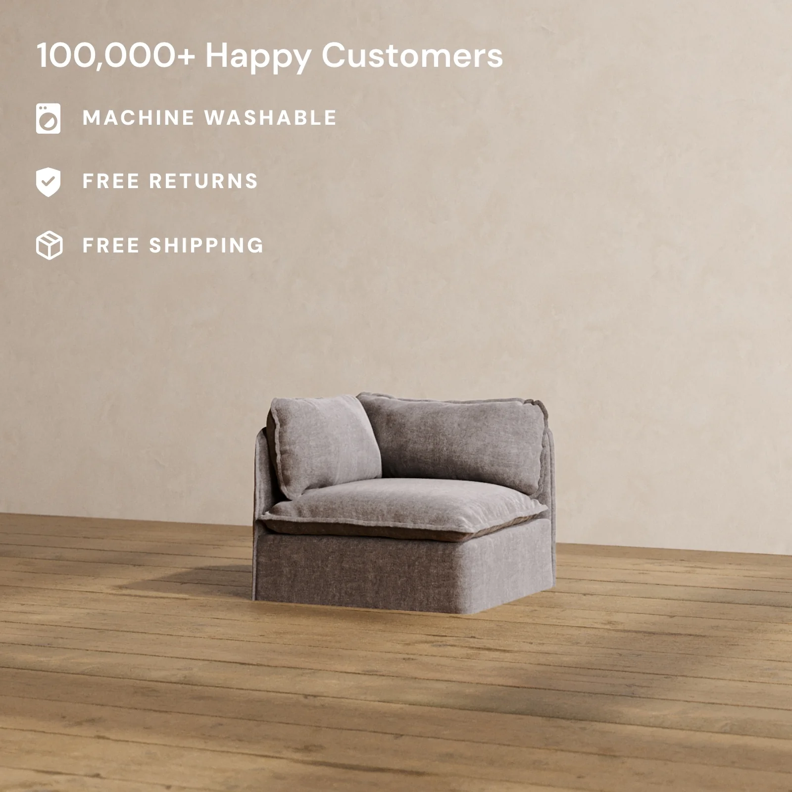 Modular Washable Corner Chair in Caviar | Deluxe+ Seat | Cloud Pillow - Image 2