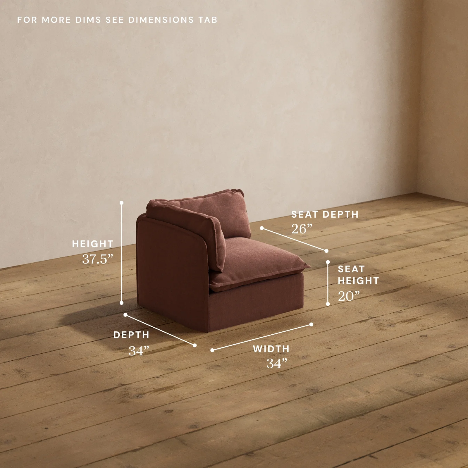 Modular Washable Corner Chair in Chestnut | Deluxe+ Seat | Cloud Pillow - Image 5