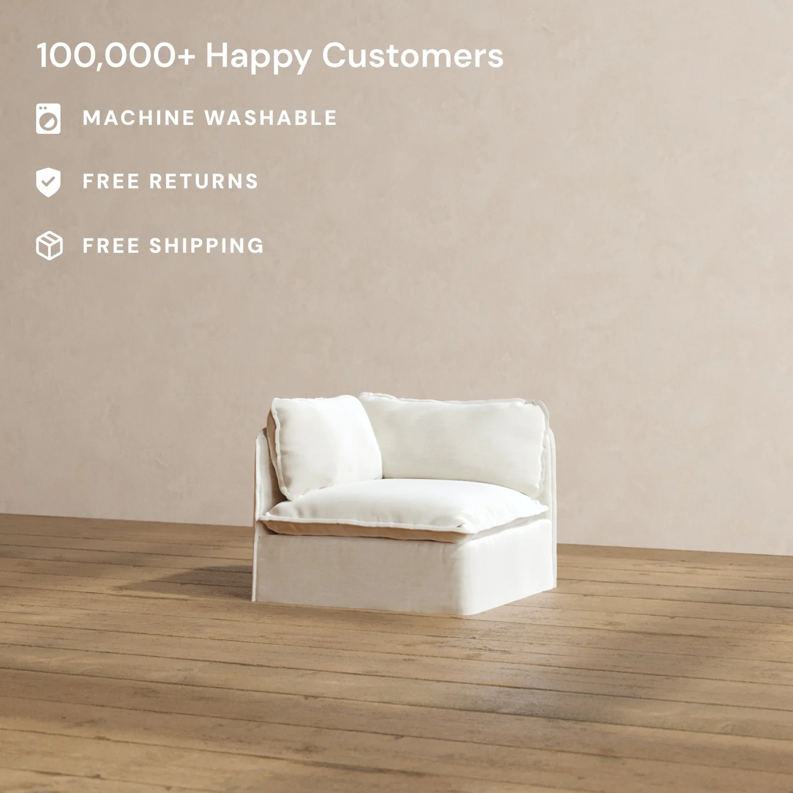 Modular Washable Corner Chair in Coco | Deluxe+ Seat | Cloud Pillow - Image 2