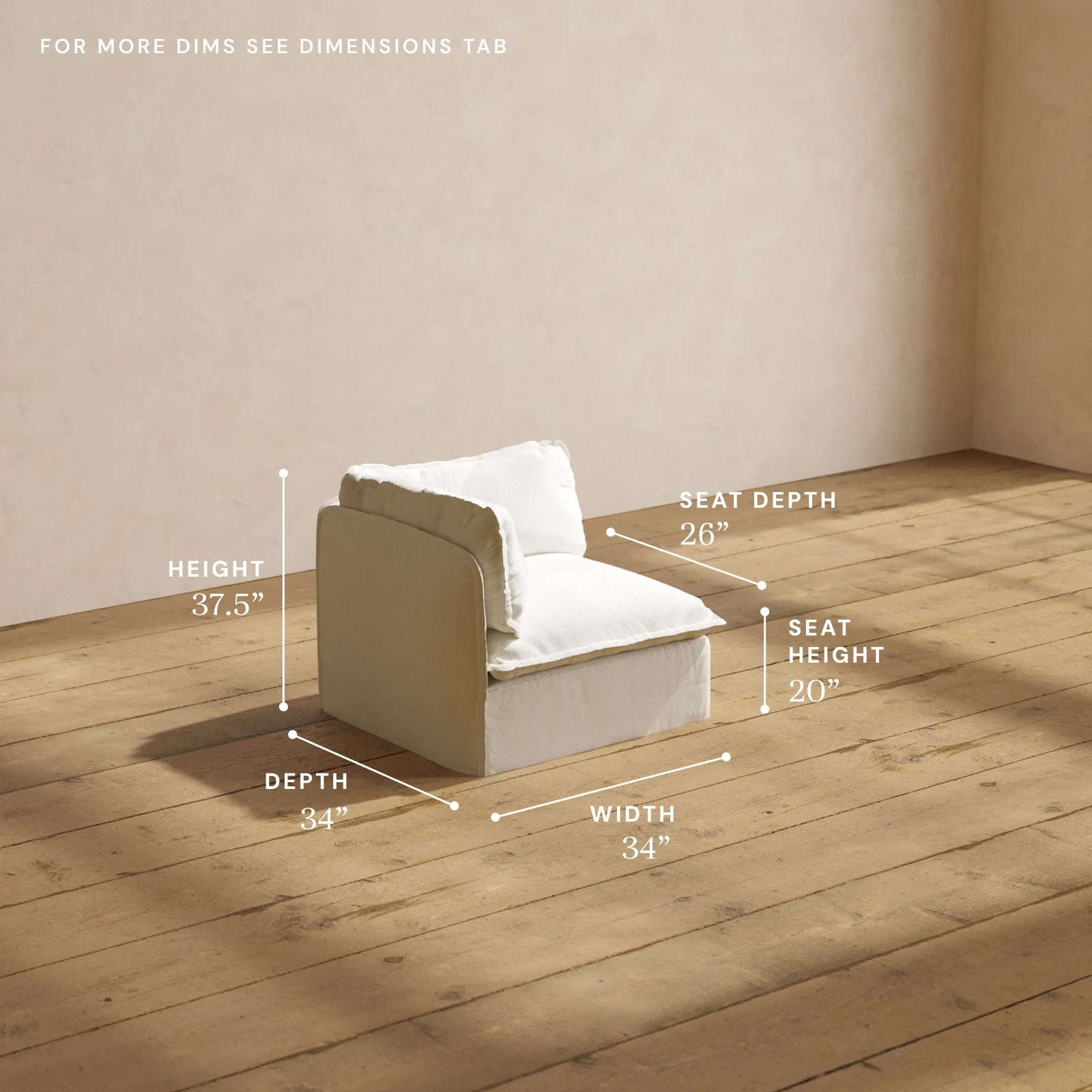 Modular Washable Corner Chair in Eggshell | Deluxe+ Seat | Cloud Pillow - Image 5