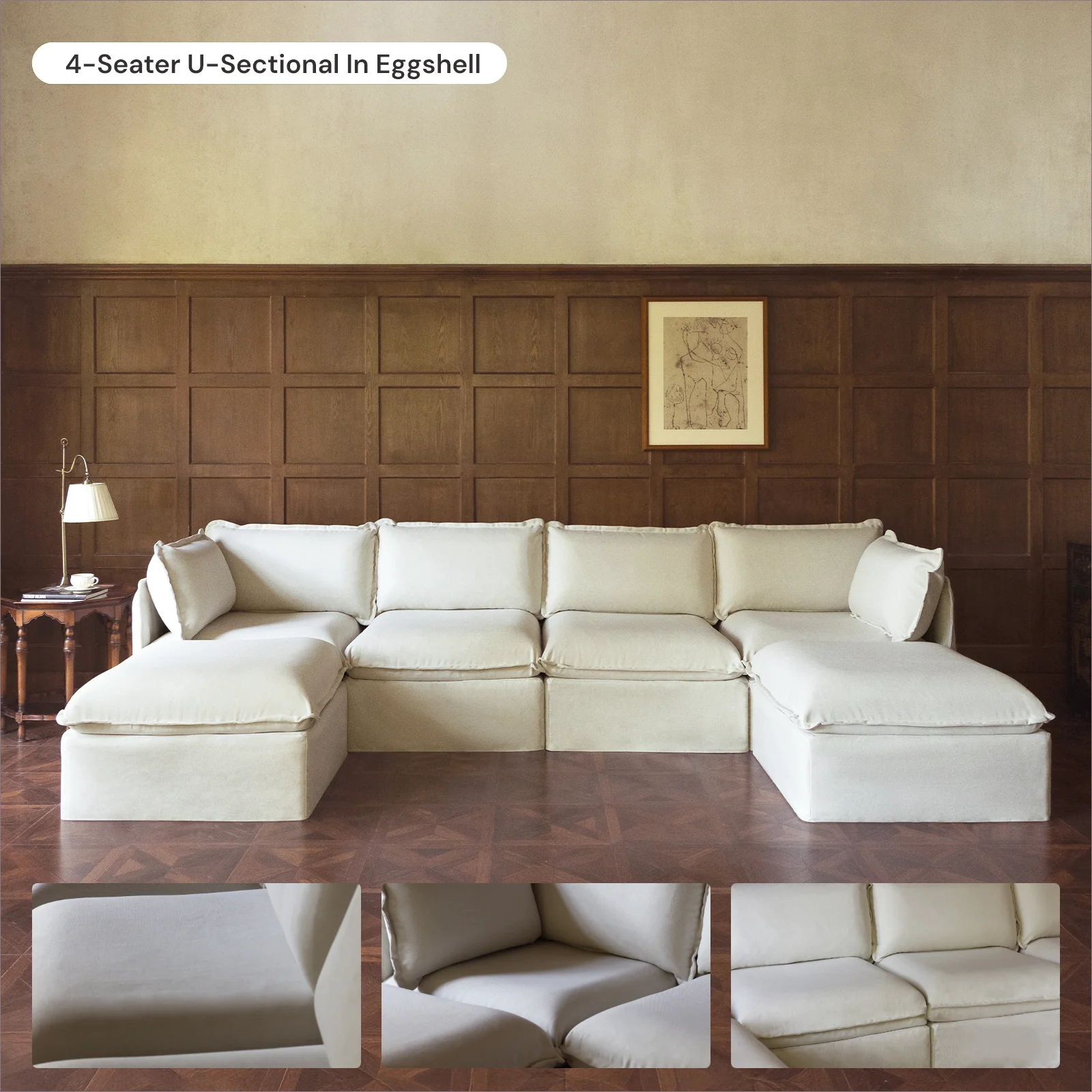 Modular Washable Corner Chair in Eggshell | Deluxe+ Seat | Cloud Pillow - Image 7
