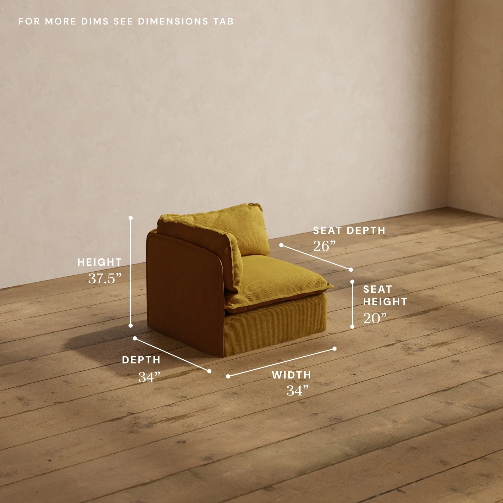 Modular Washable Corner Chair in Kiiro | Deluxe+ Seat | Cloud Pillow - Image 5