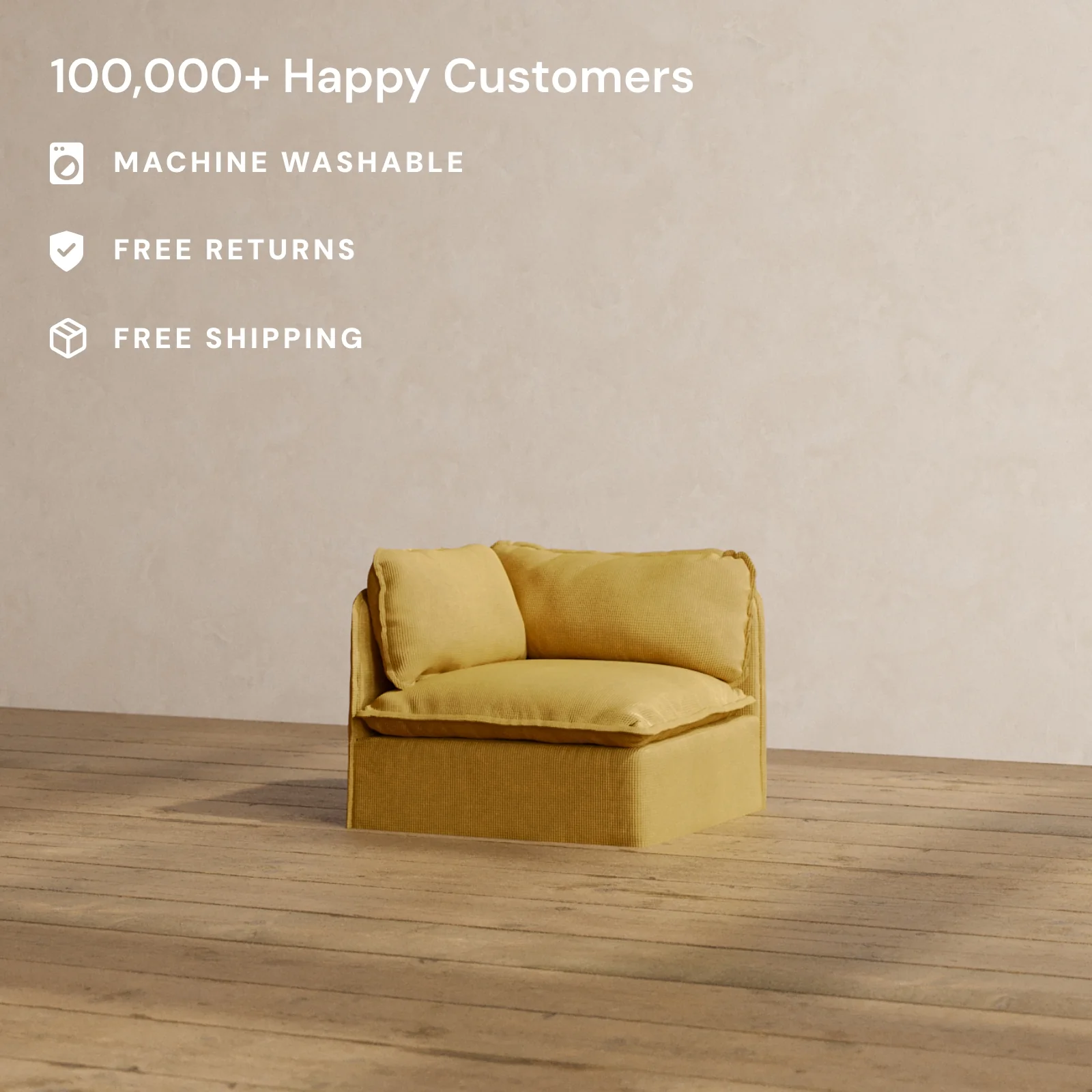 Modular Washable Corner Chair in Kiiro | Memorix+ Seat | Contour Pillow - Image 2