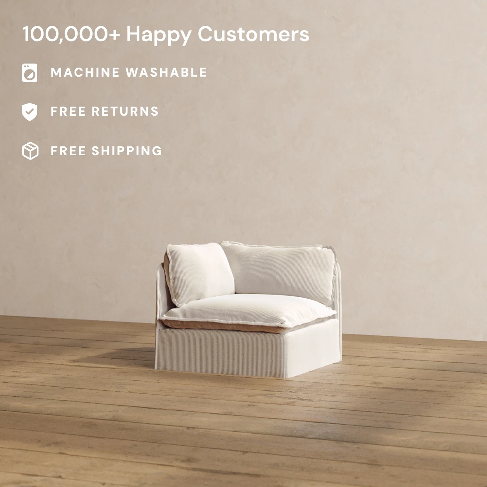Modular Washable Corner Chair in Milk | Deluxe+ Seat | Cloud Pillow - Image 2