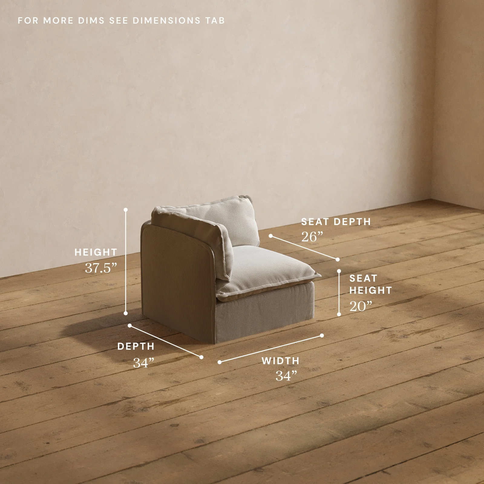 Modular Washable Corner Chair in Milk | Deluxe+ Seat | Cloud Pillow - Image 5