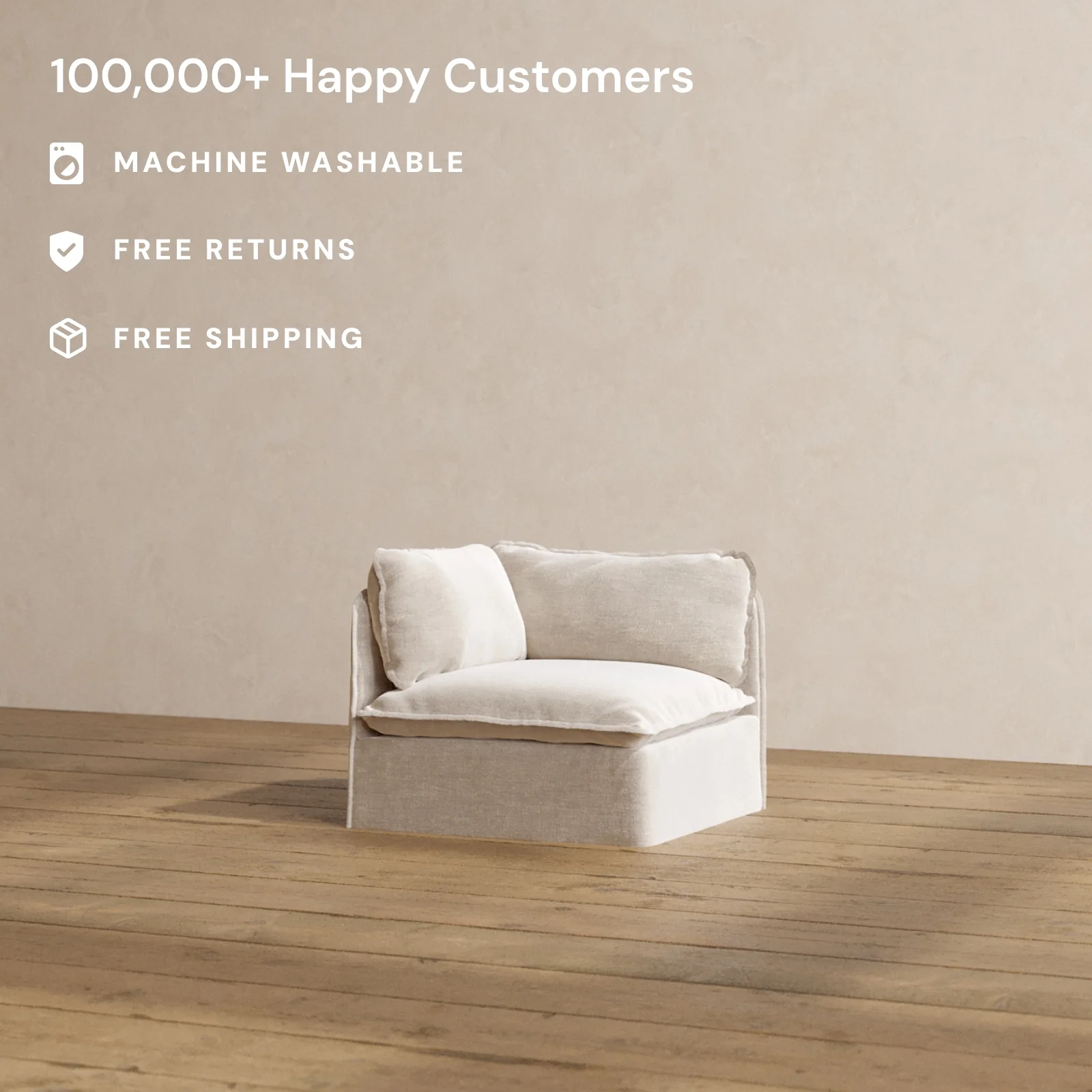 Modular Washable Corner Chair in Mist | Deluxe+ Seat | Cloud Pillow - Image 2