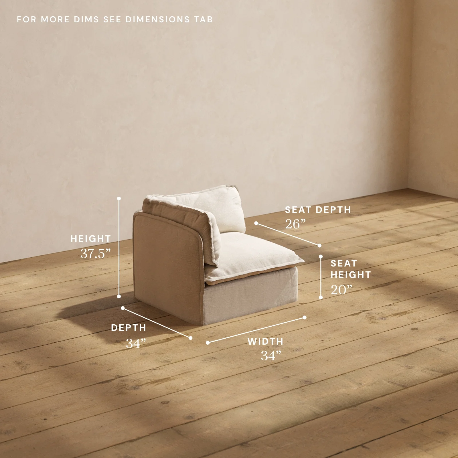 Modular Washable Corner Chair in Oat | Deluxe+ Seat | Cloud Pillow - Image 5