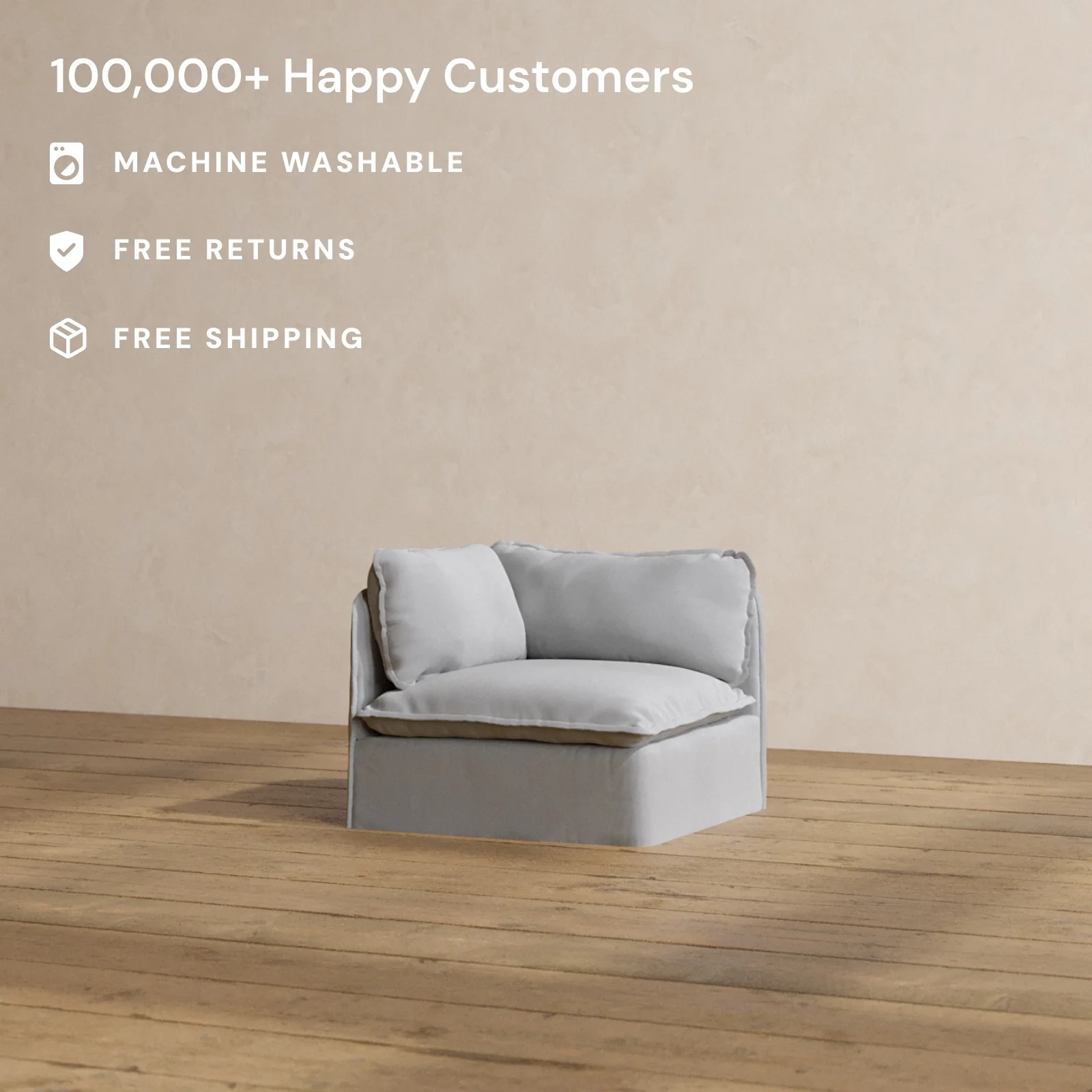 Modular Washable Corner Chair in Pumice | Memorix+ Seat | Contour Pillow - Image 2
