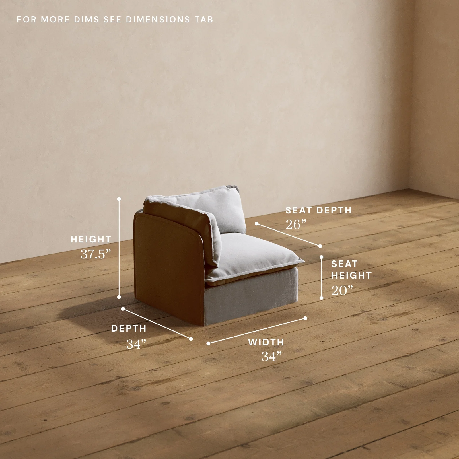 Modular Washable Corner Chair in Pumice | Memorix+ Seat | Contour Pillow - Image 5