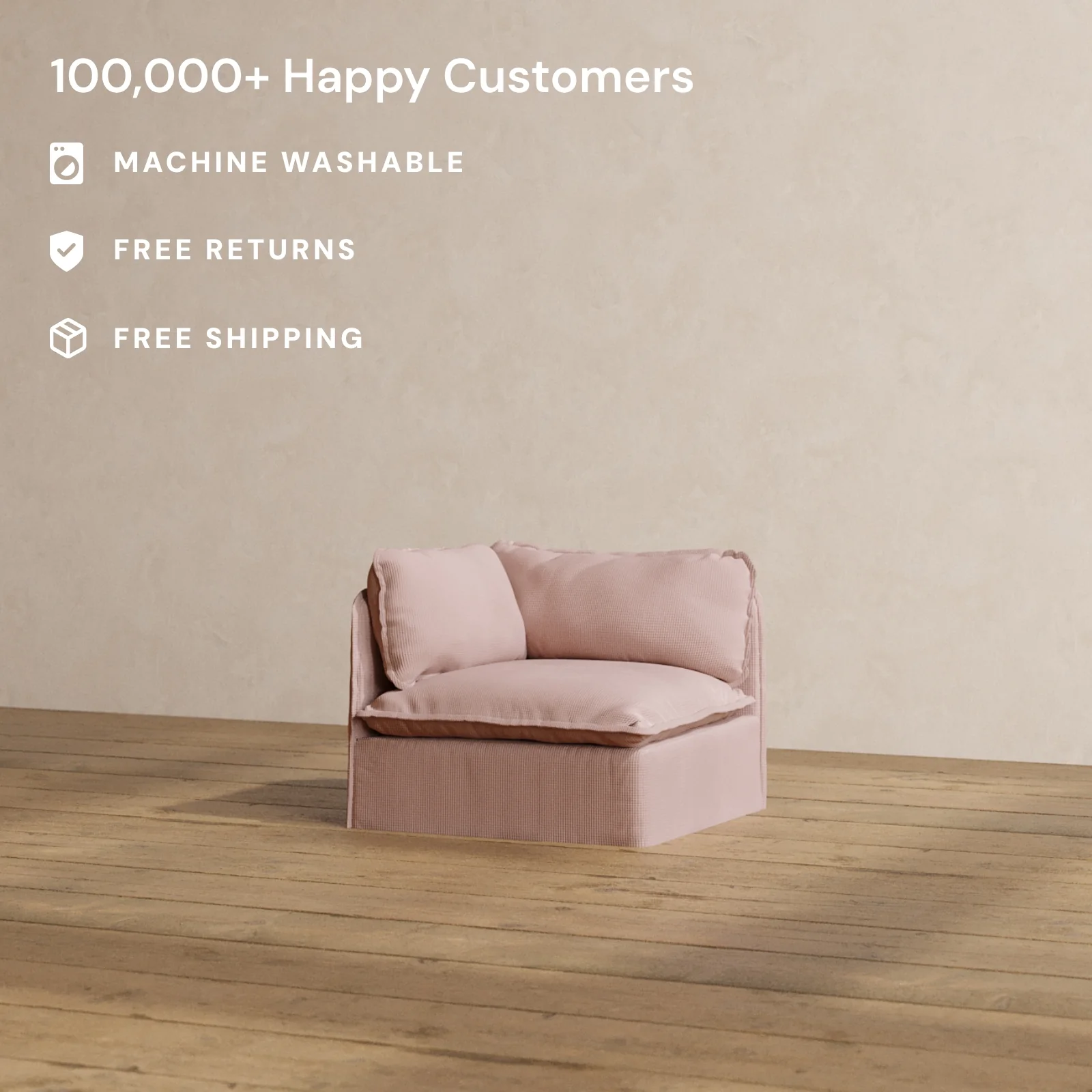 Modular Washable Corner Chair in Sakura | Deluxe+ Seat | Cloud Pillow - Image 2
