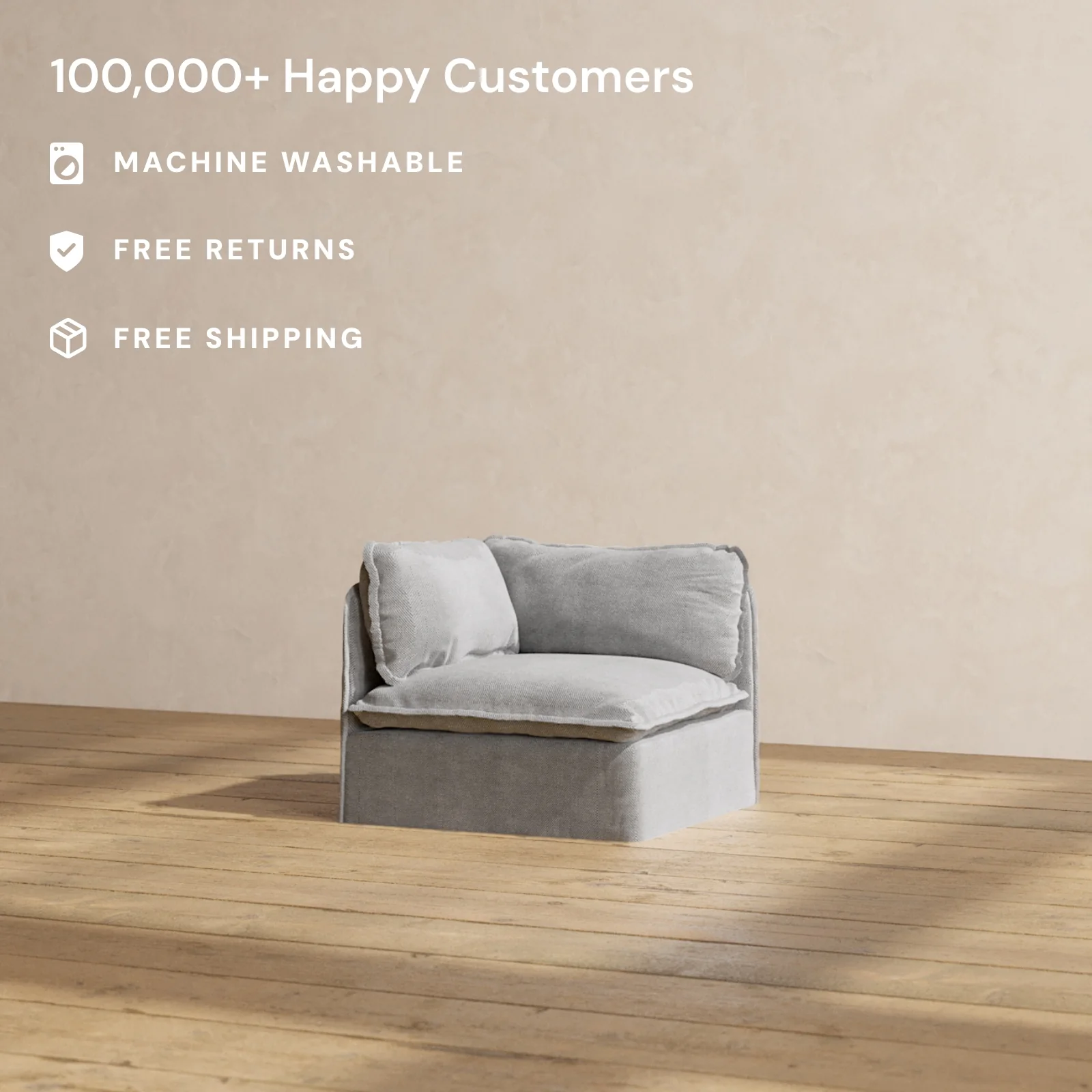 Modular Washable End Chair - Left in Ash | Memorix+ Seat | Contour Pillow - Image 2