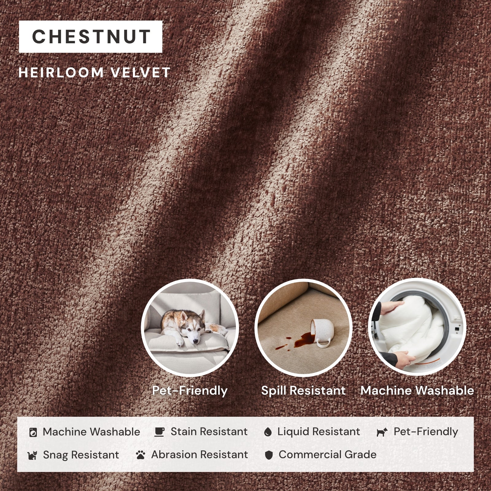 Modular Washable End Chair - Left in Chestnut | Deluxe+ Seat | Cloud Pillow - Image 3