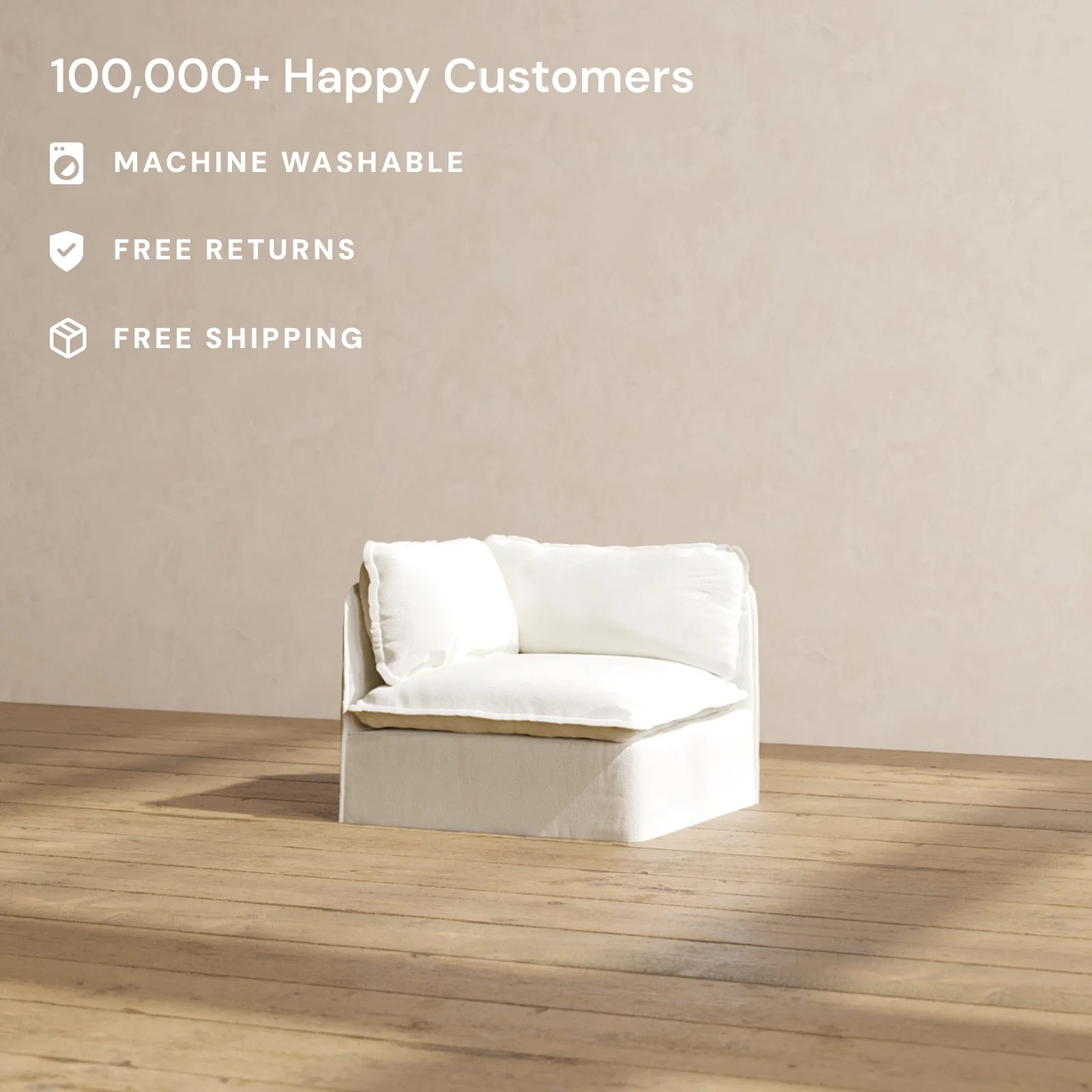 Modular Washable End Chair - Left in Eggshell | Memorix+ Seat | Contour Pillow - Image 2