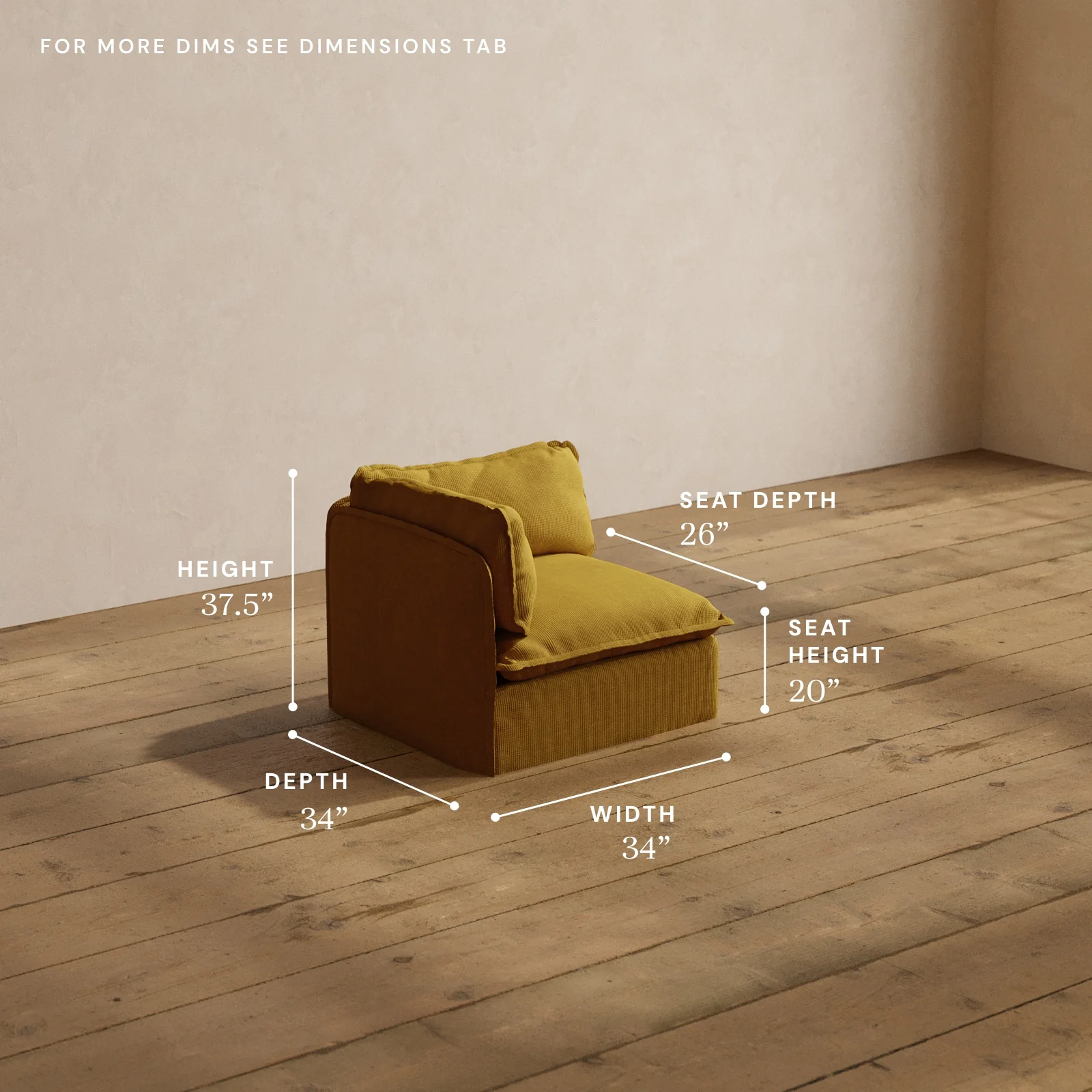 Modular Washable End Chair - Left in Kiiro | Memorix+ Seat | Contour Pillow - Image 5