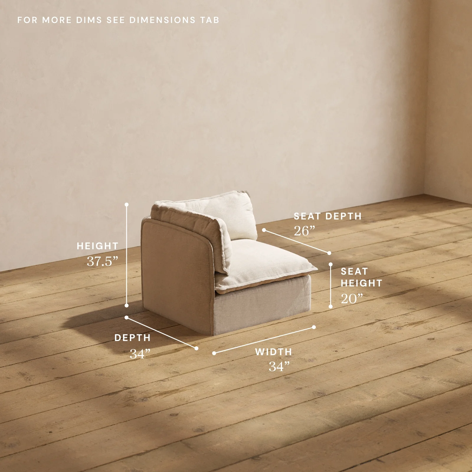 Modular Washable End Chair - Left in Oat | Deluxe+ Seat | Cloud Pillow - Image 5