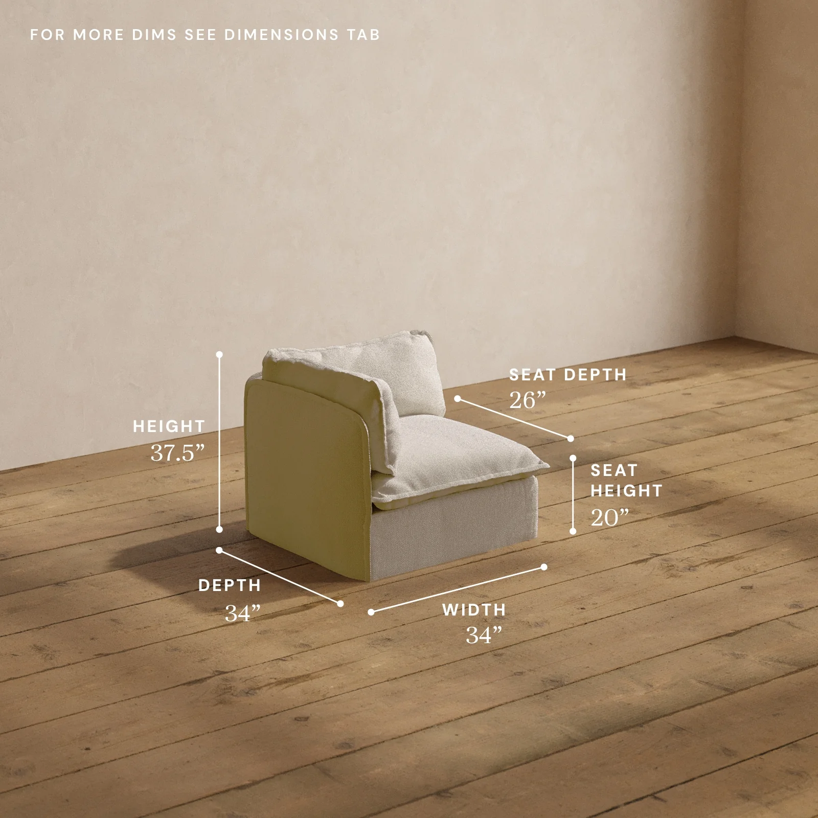 Modular Washable End Chair - Left in Powder | Deluxe+ Seat | Cloud Pillow - Image 5