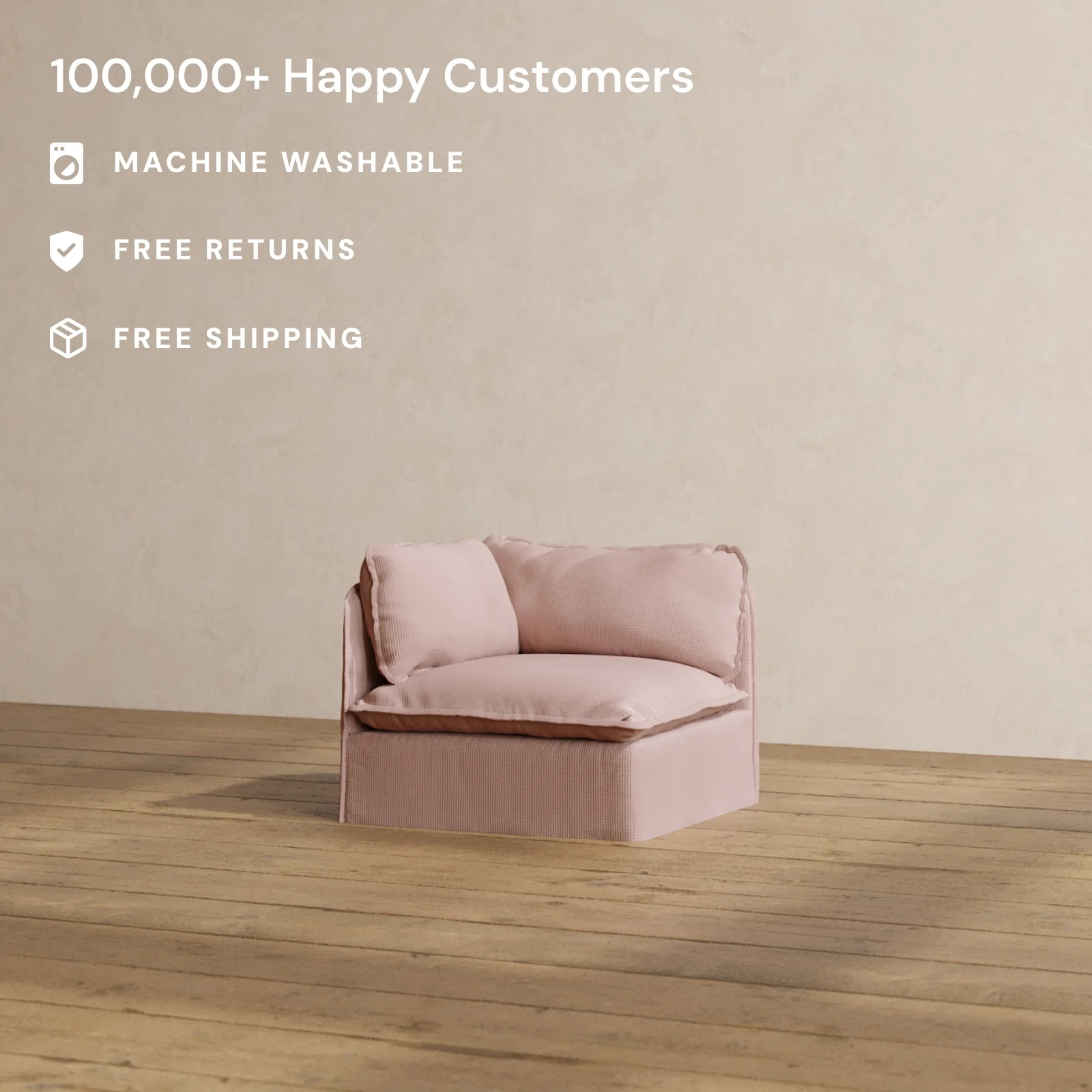 Modular Washable End Chair - Left in Sakura | Deluxe+ Seat | Cloud Pillow - Image 2