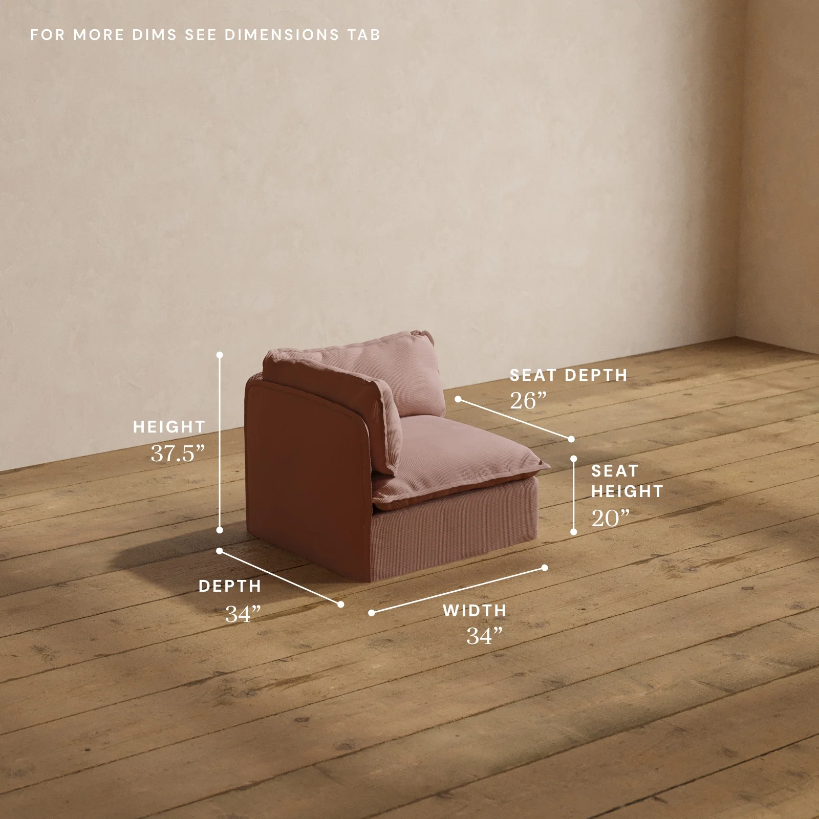 Modular Washable End Chair - Left in Sakura | Memorix+ Seat | Contour Pillow - Image 5