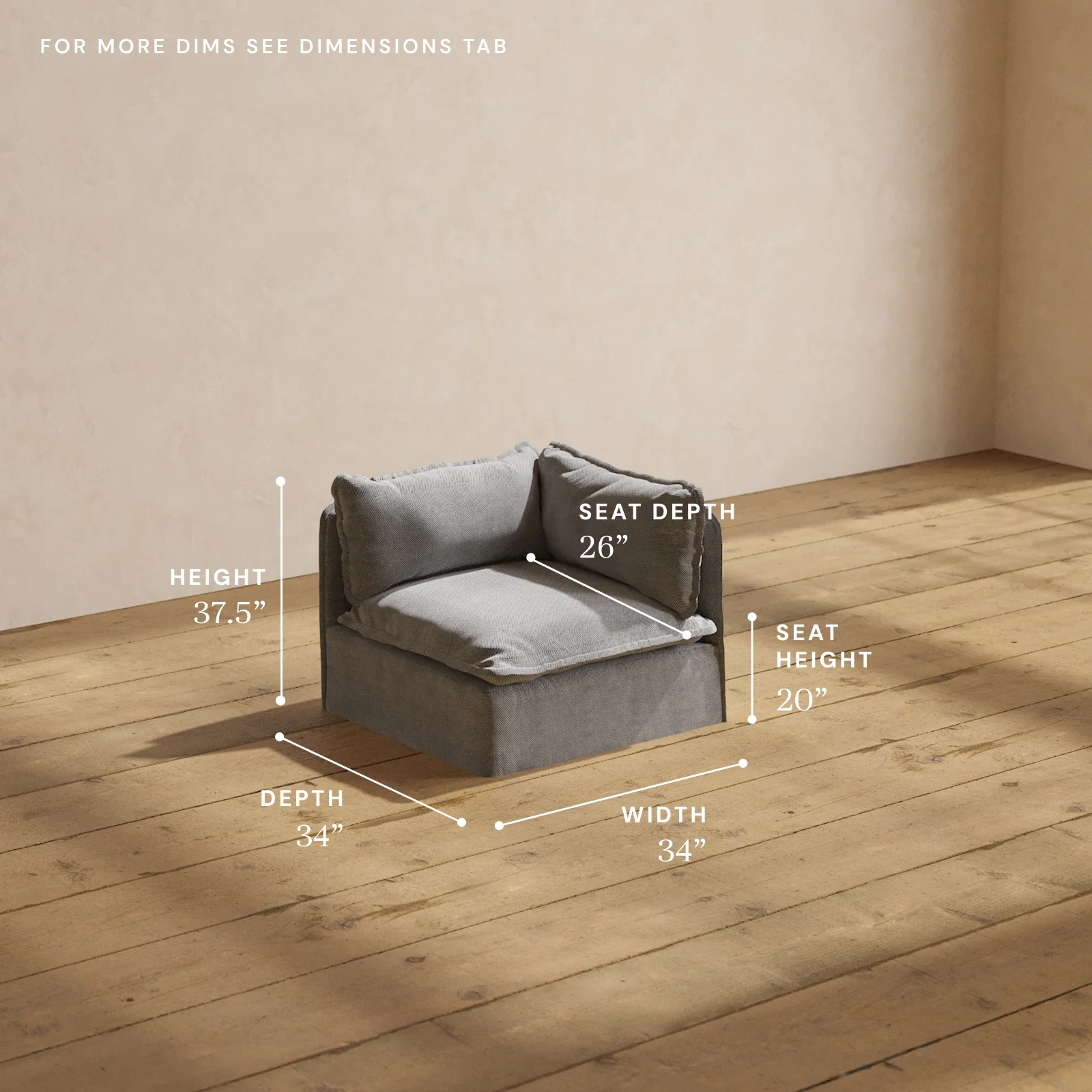 Modular Washable End Chair - Right in Ash | Memorix+ Seat | Contour Pillow - Image 5