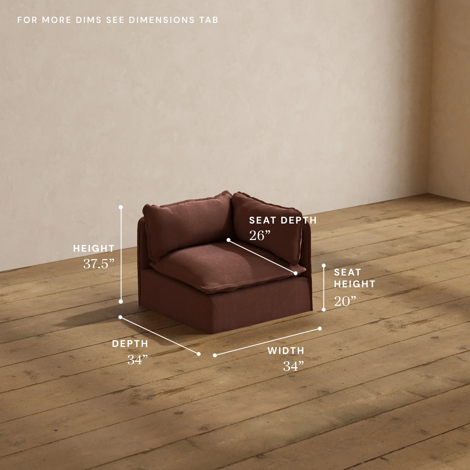 Modular Washable End Chair - Right in Chestnut | Memorix+ Seat | Contour Pillow - Image 5