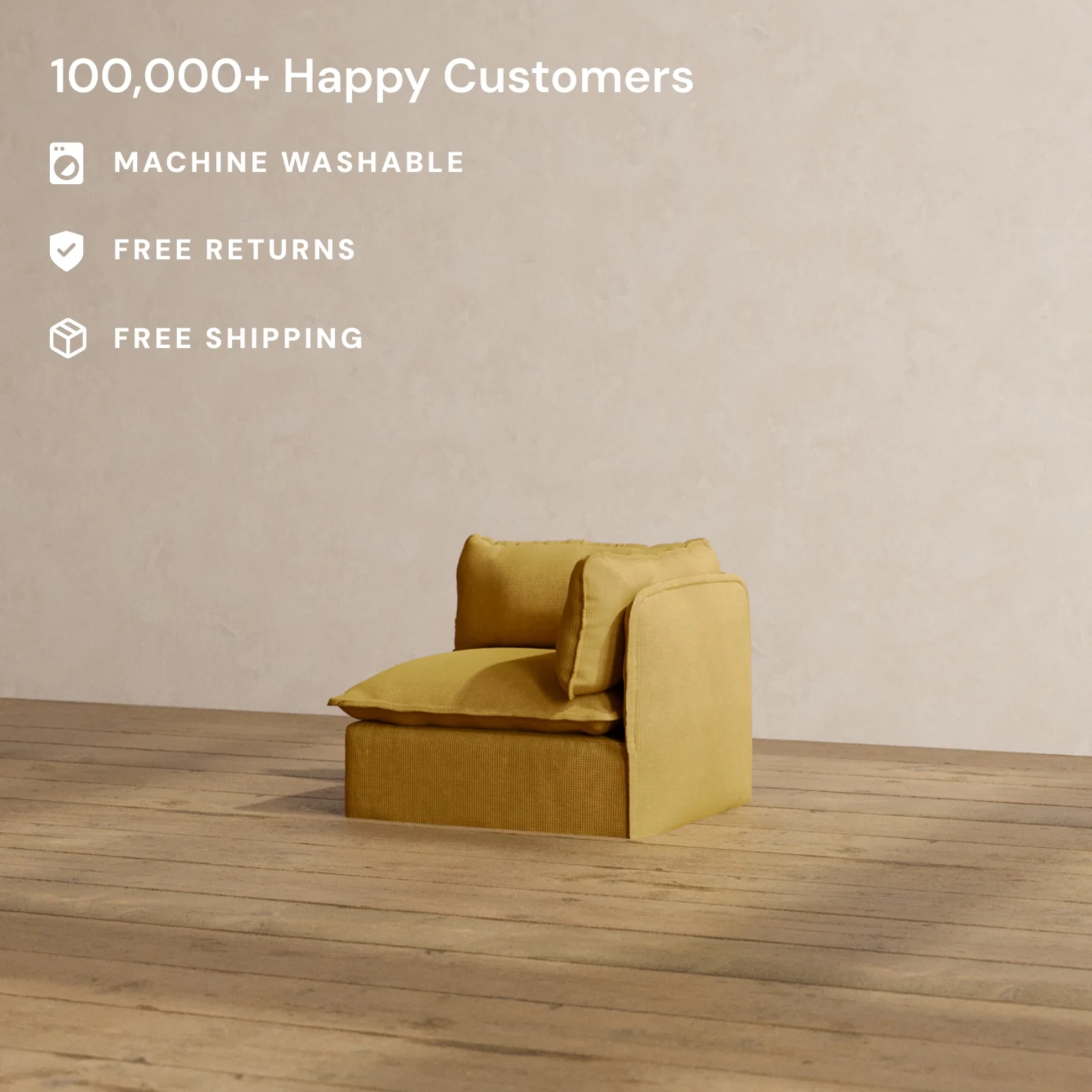 Modular Washable End Chair - Right in Kiiro | Deluxe+ Seat | Cloud Pillow - Image 2