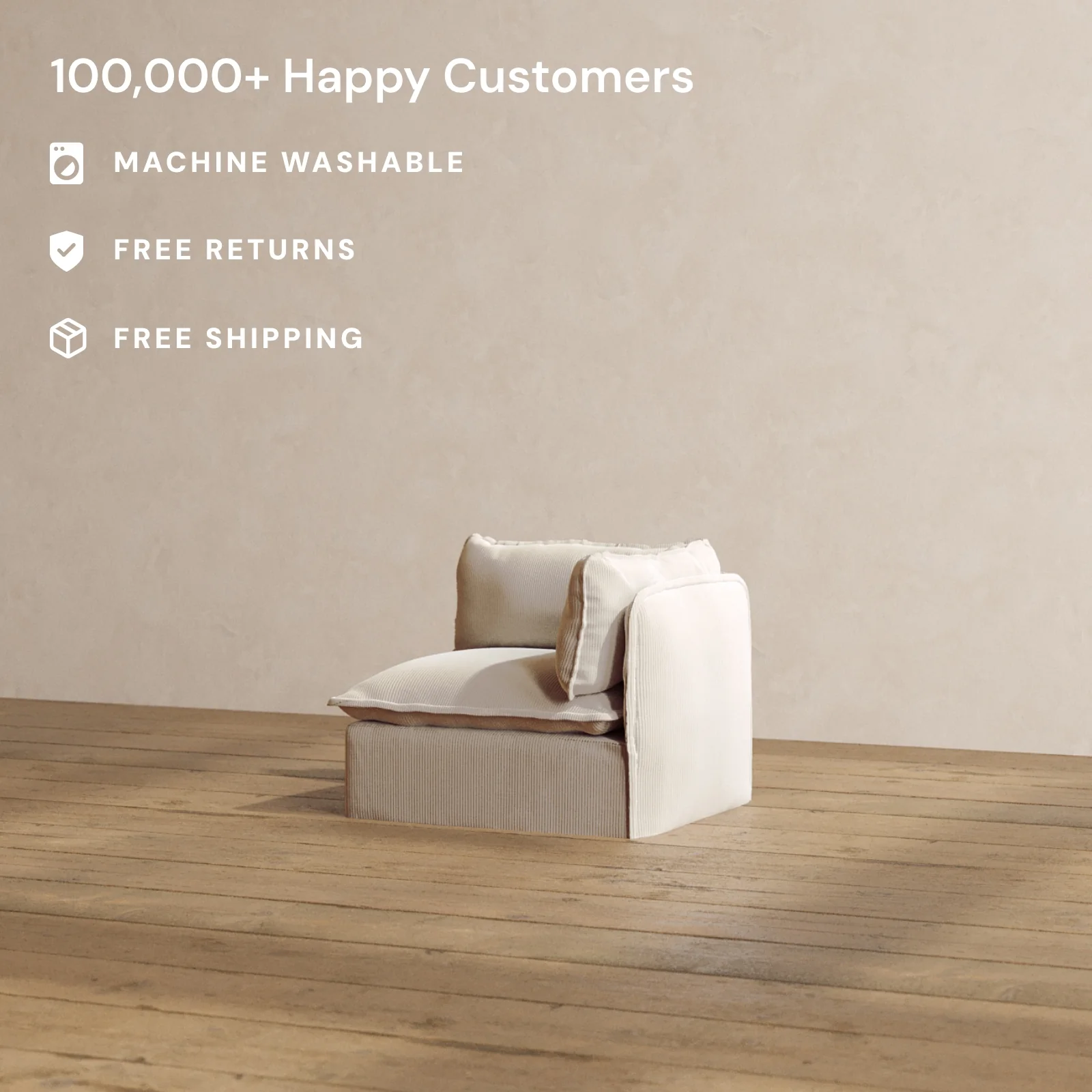 Modular Washable End Chair - Right in Milk | Memorix+ Seat | Contour Pillow - Image 2
