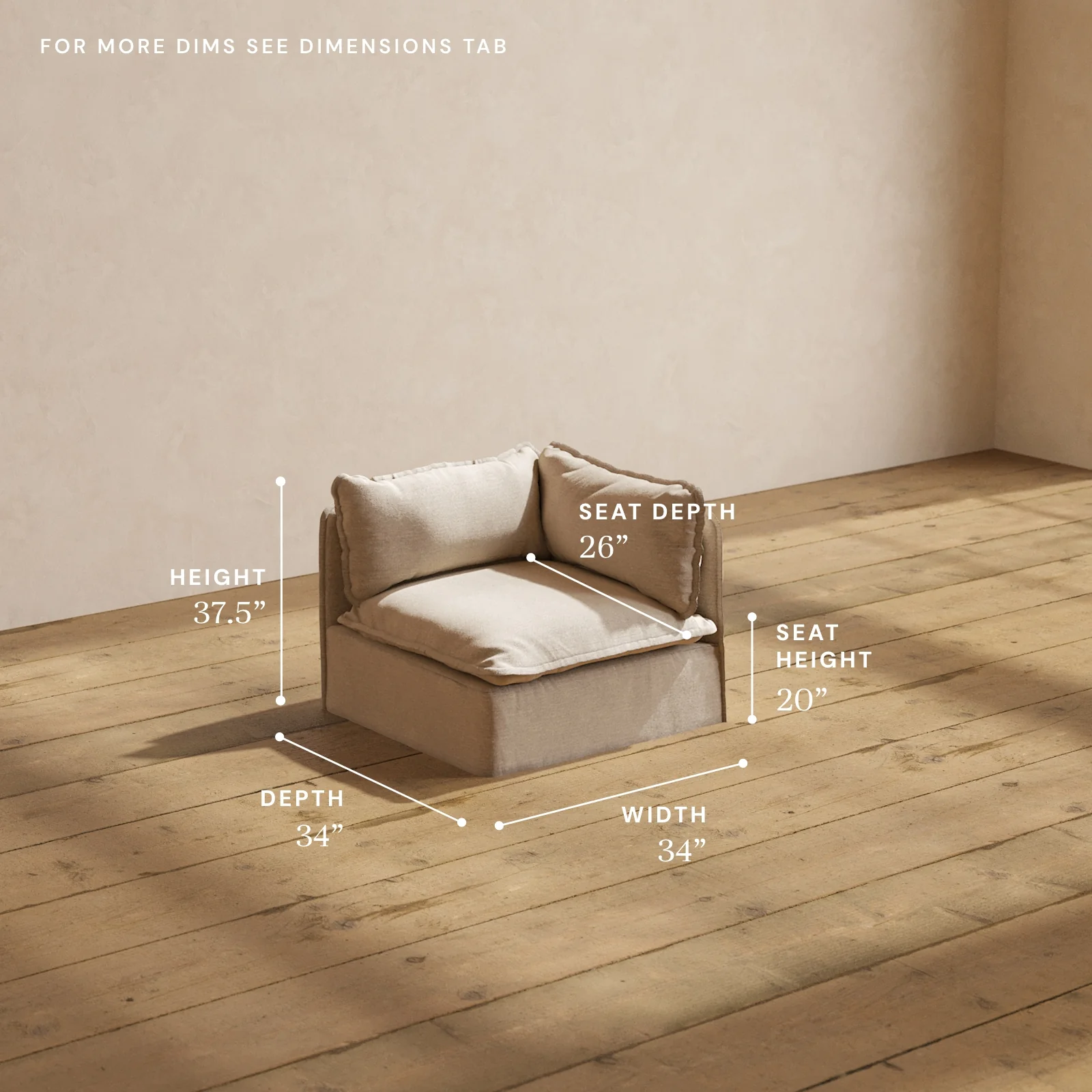 Modular Washable End Chair - Right in Oat | Deluxe+ Seat | Cloud Pillow - Image 5