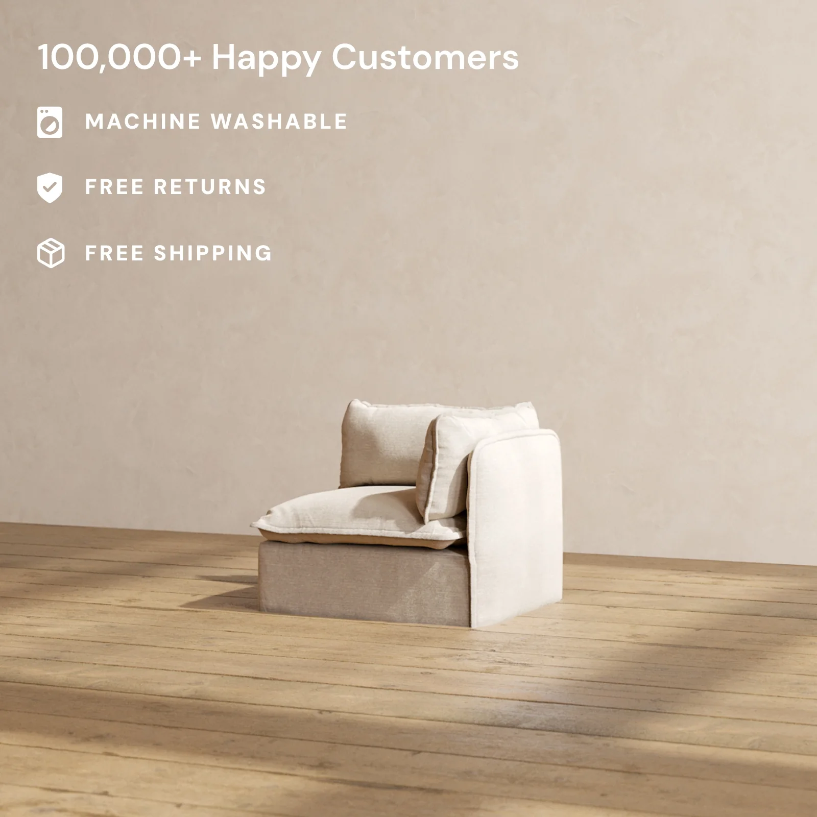 Modular Washable End Chair - Right in Oat | Memorix+ Seat | Contour Pillow - Image 2
