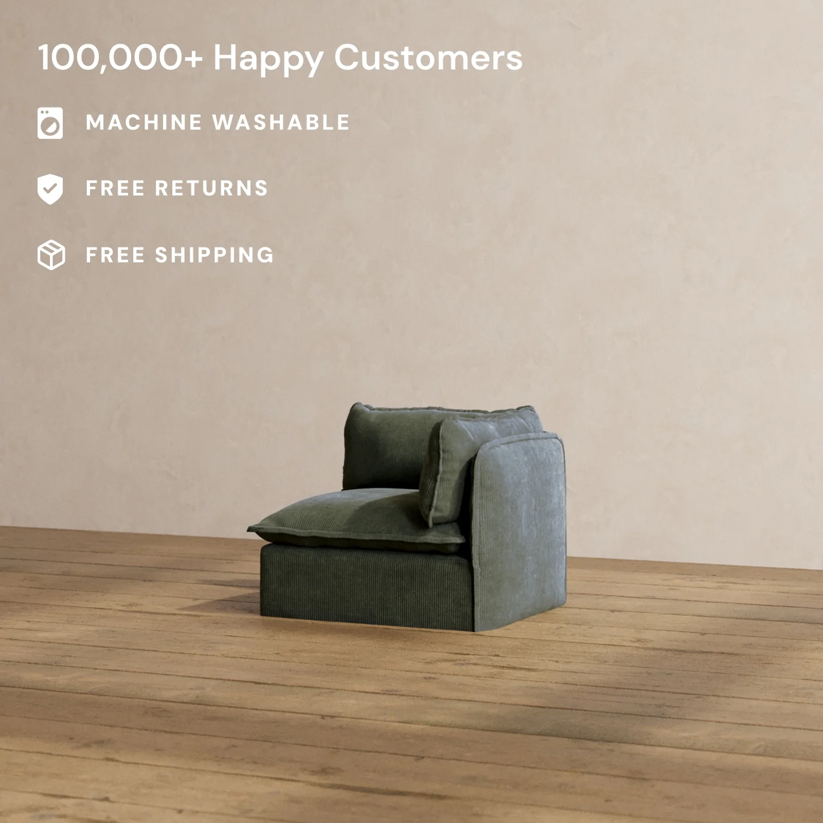 Modular Washable End Chair - Right in Olivine | Memorix+ Seat | Contour Pillow - Image 2