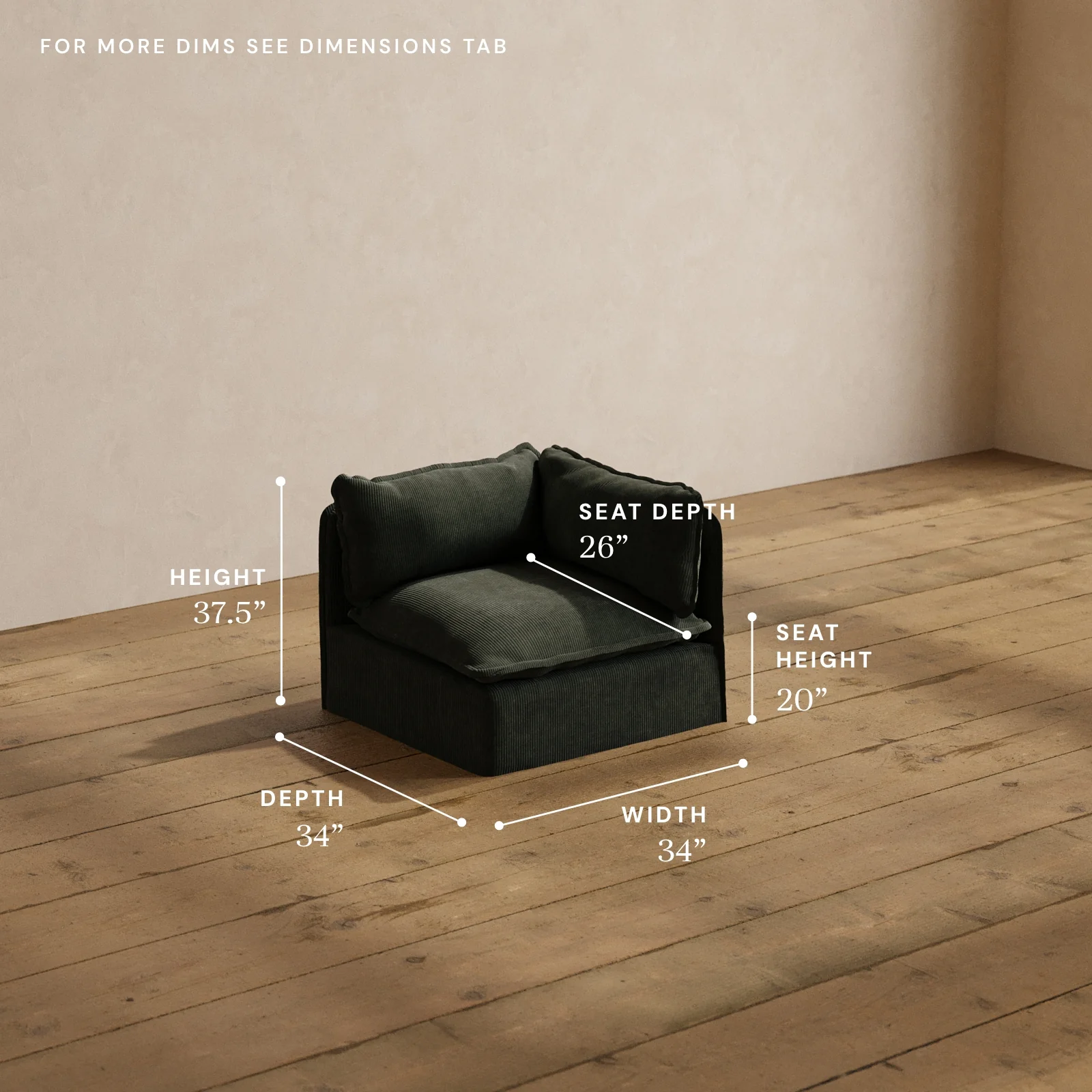 Modular Washable End Chair - Right in Olivine | Memorix+ Seat | Contour Pillow - Image 5