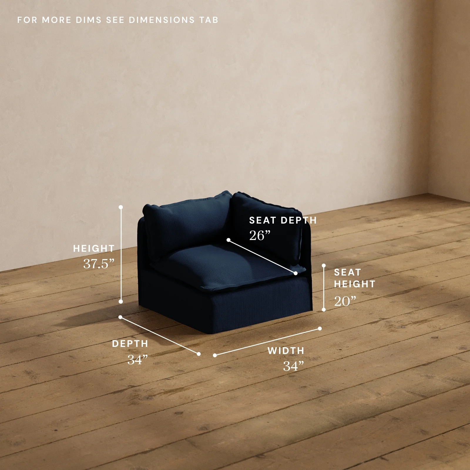 Modular Washable End Chair - Right in Sumi | Memorix+ Seat | Contour Pillow - Image 5