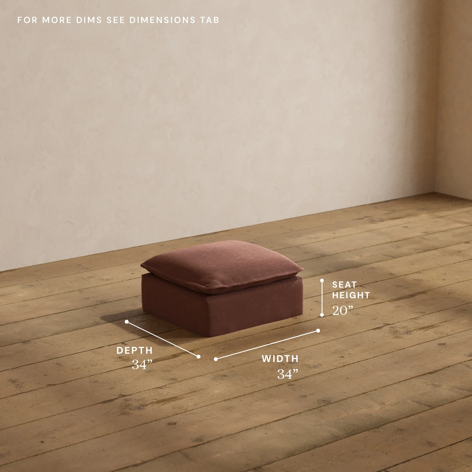 Modular Washable Ottoman in Chestnut | Deluxe+ Seat - Image 5