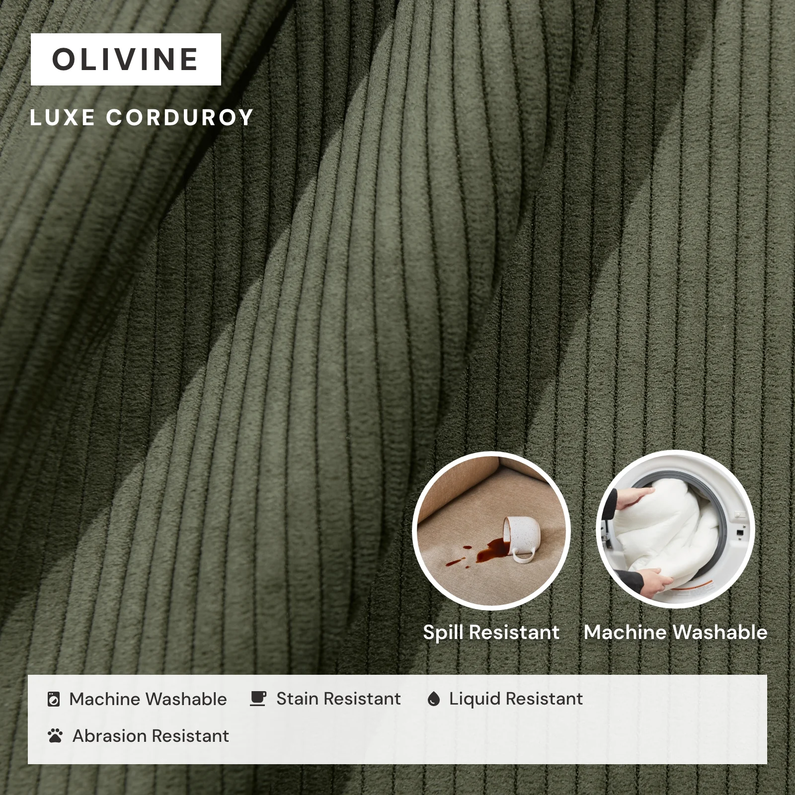 Modular Washable Ottoman in Olivine | Deluxe+ Seat - Image 3